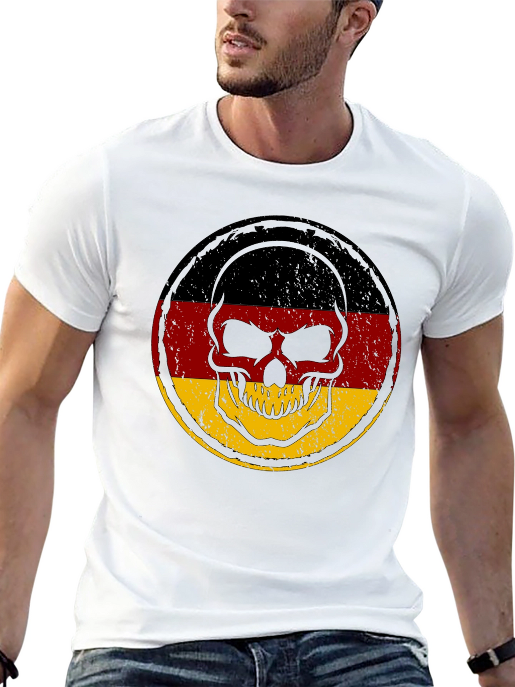 German Flag Skull Graphic T-Shirt