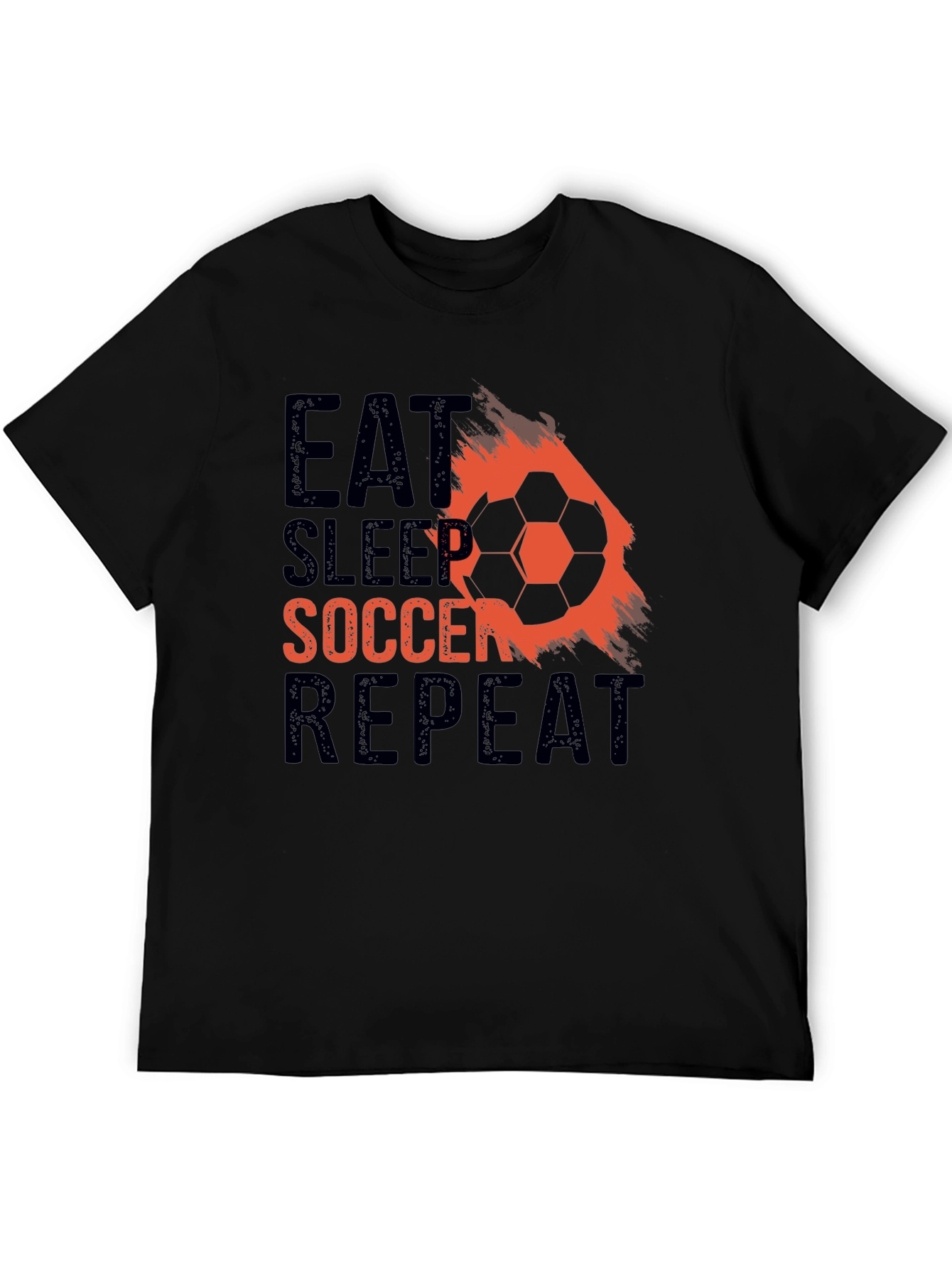 Eat Sleep Soccer Repeat Black Graphic T-Shirt