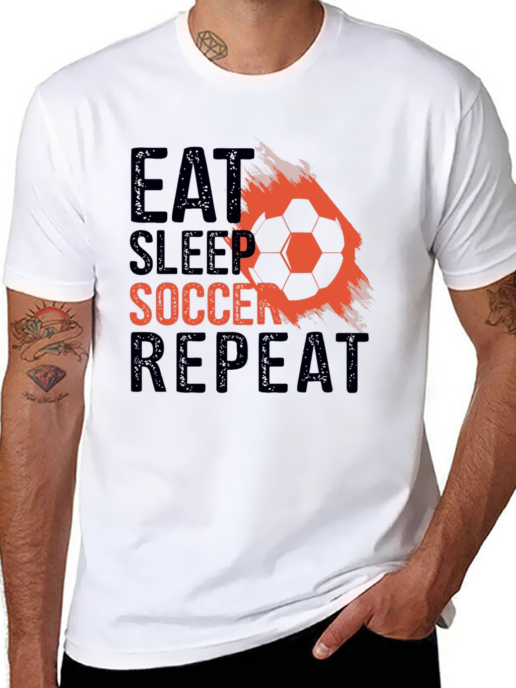 Eat Sleep Soccer Repeat Black Graphic T-Shirt