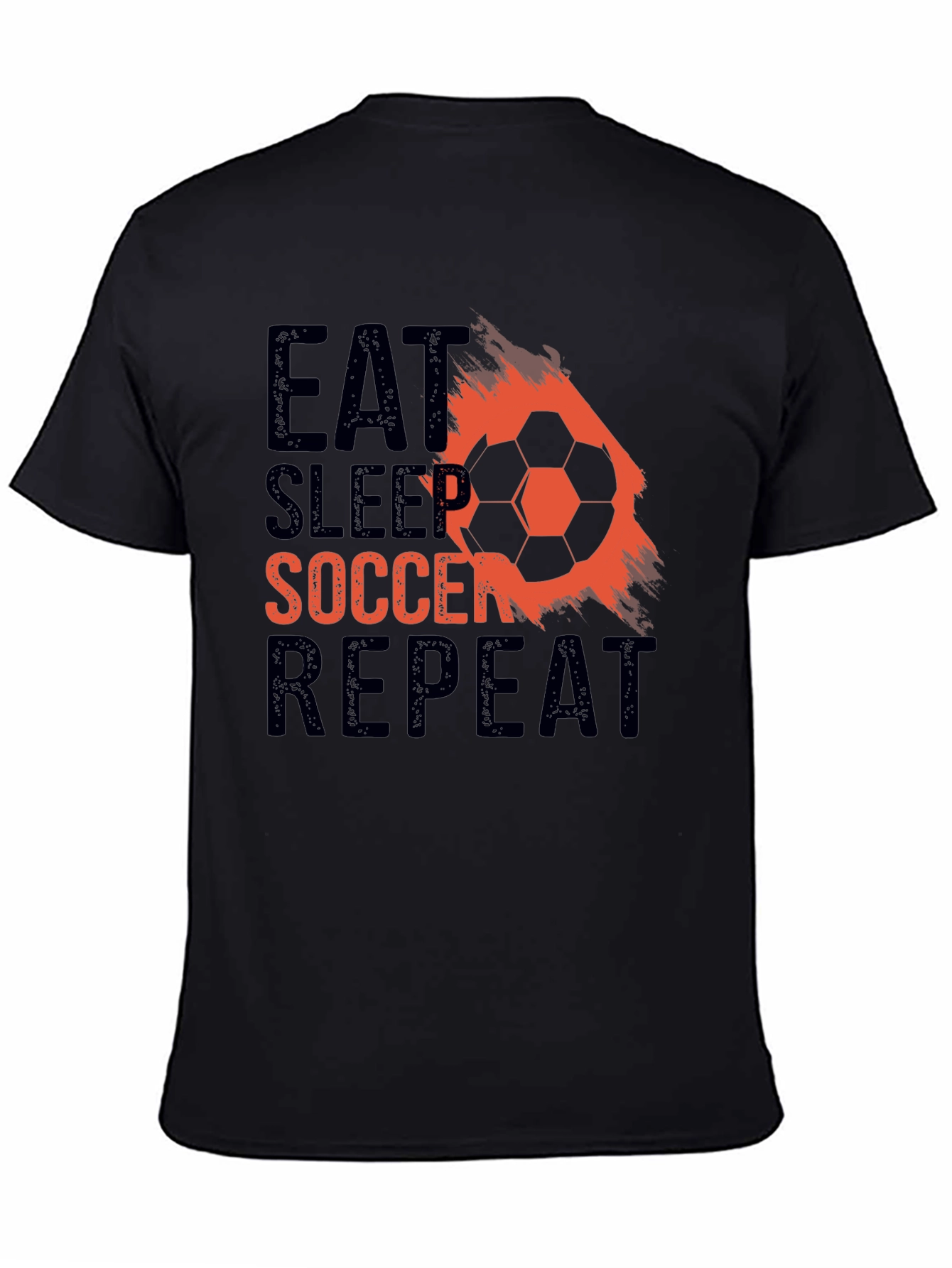 Eat Sleep Soccer Repeat Black Graphic T-Shirt