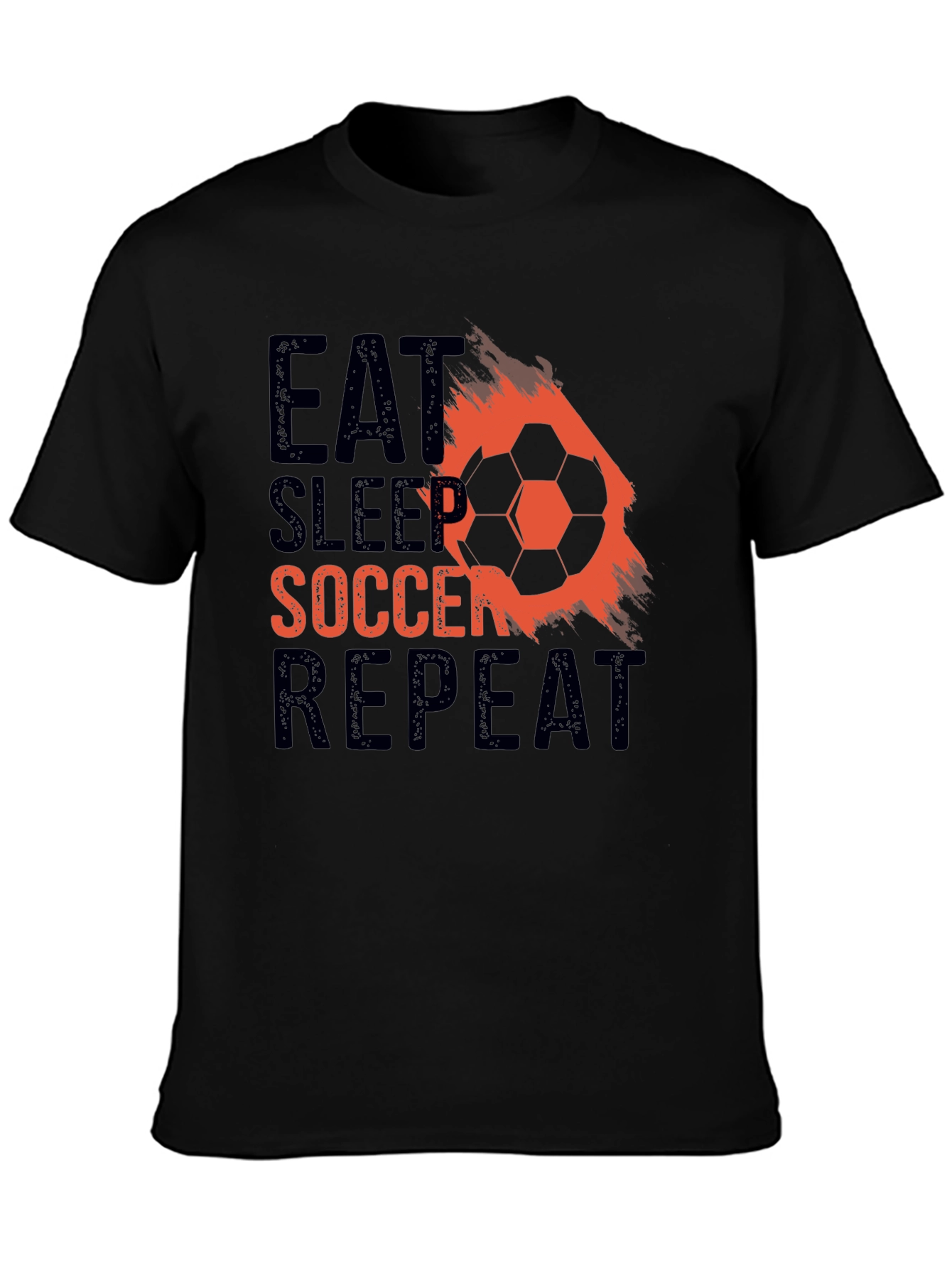 Eat Sleep Soccer Repeat Black Graphic T-Shirt