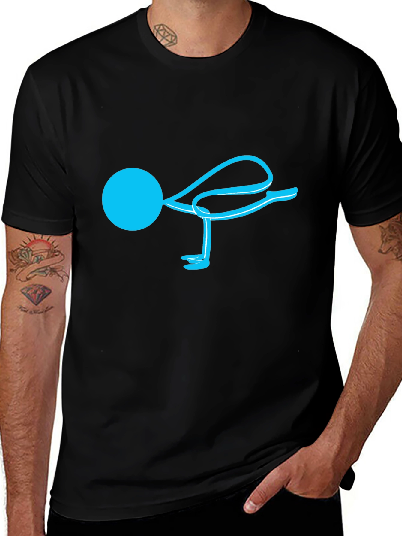Yoga Pose Graphic Tee - Black Cotton Blend