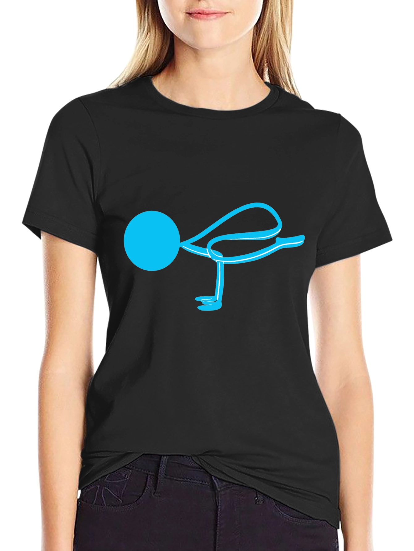 Yoga Pose Graphic Tee - Black Cotton Blend
