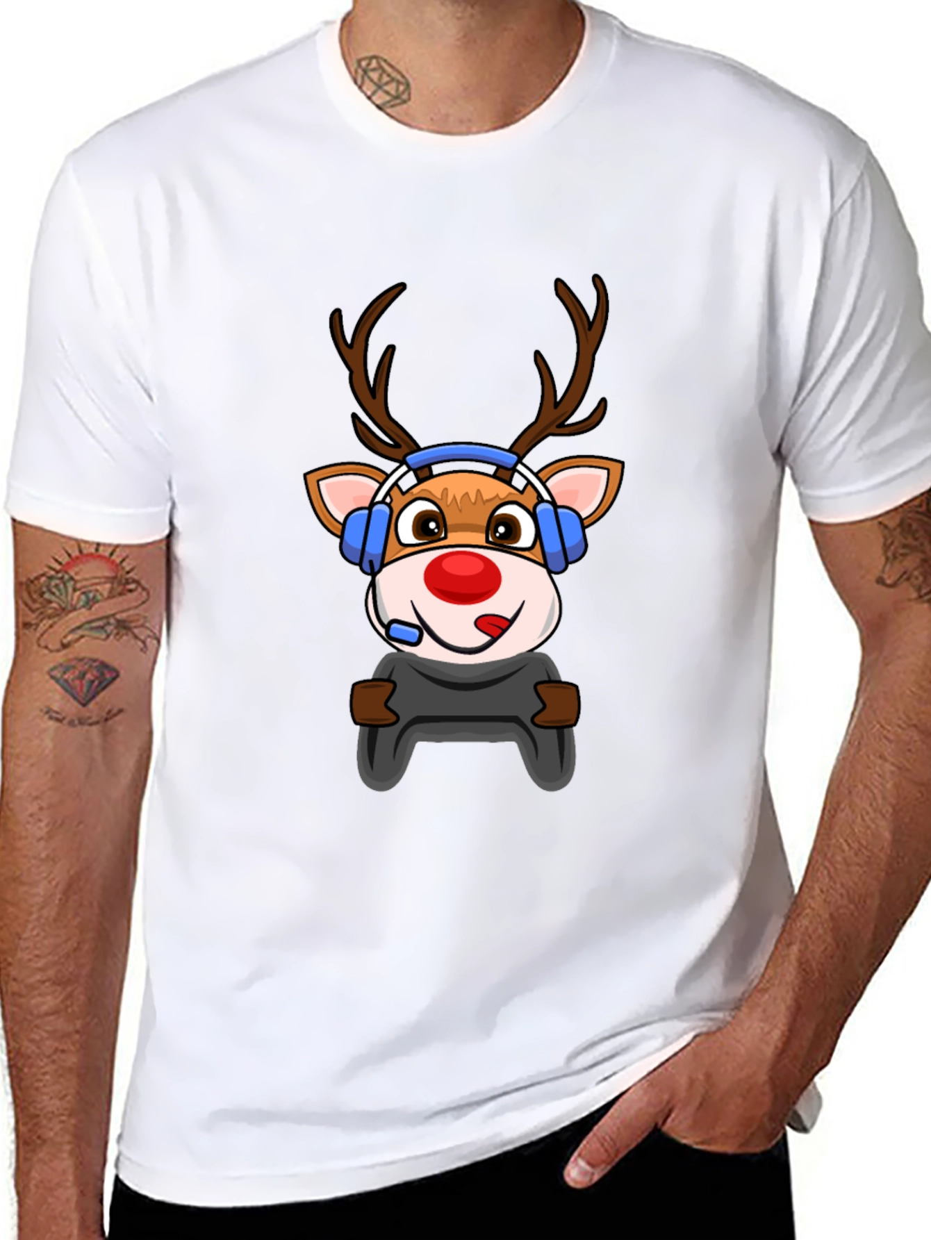 Gamer Reindeer Graphic Tee