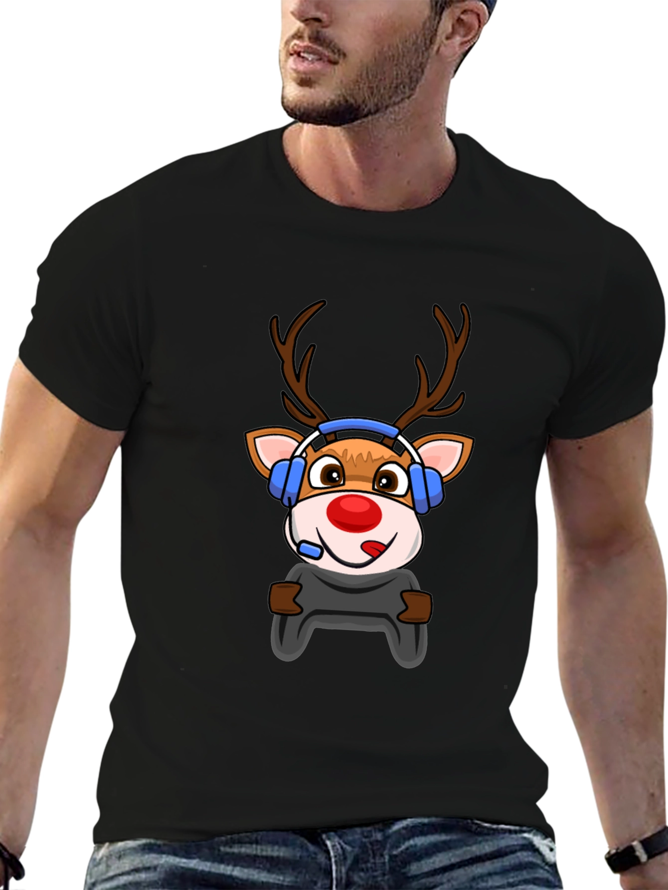 Gamer Reindeer Graphic Tee