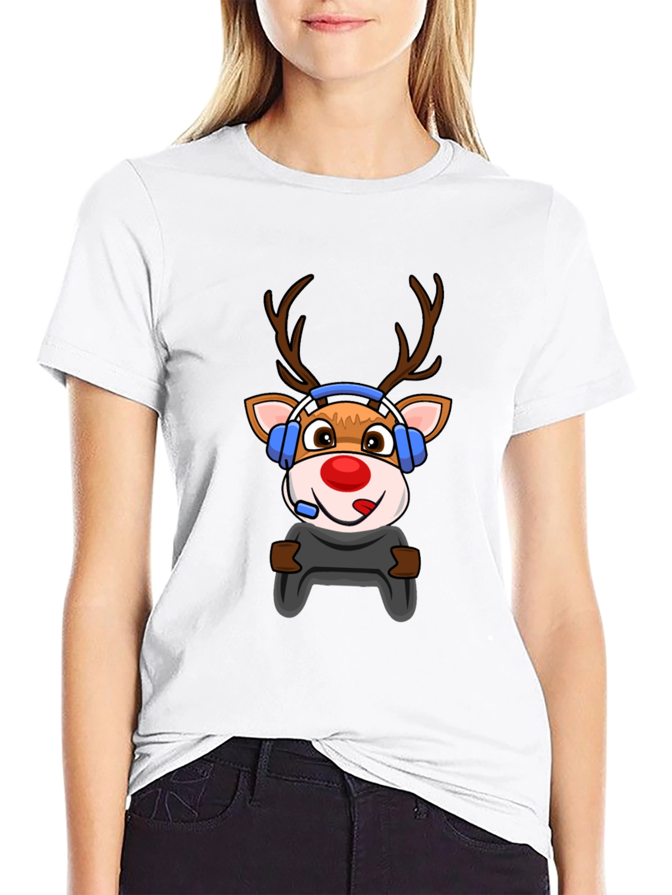 Gamer Reindeer Graphic Tee