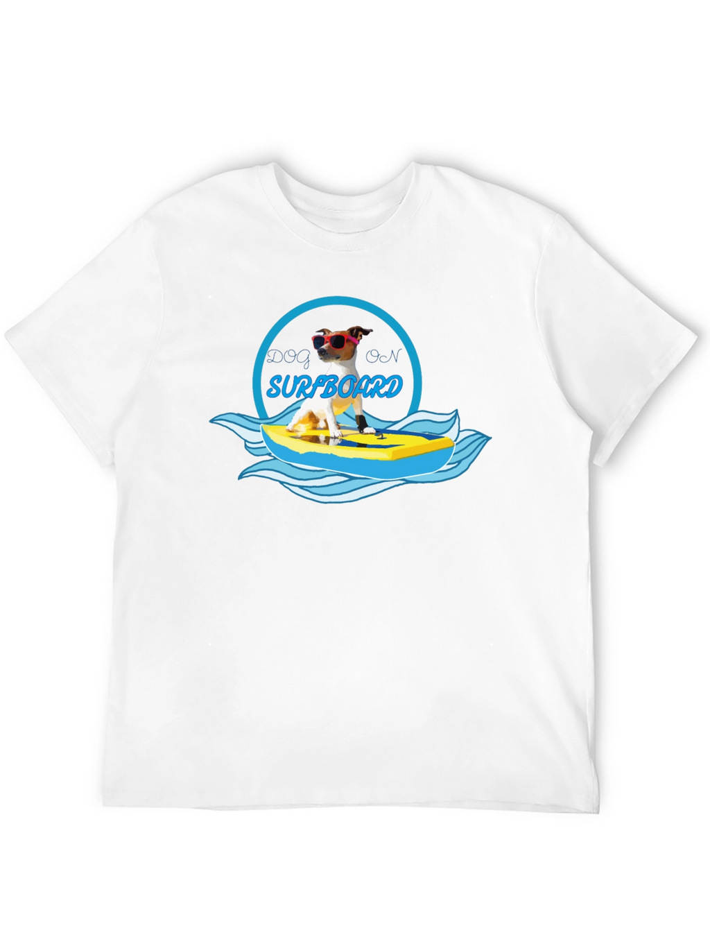 Dog on Surfboard Graphic T-Shirt - Black