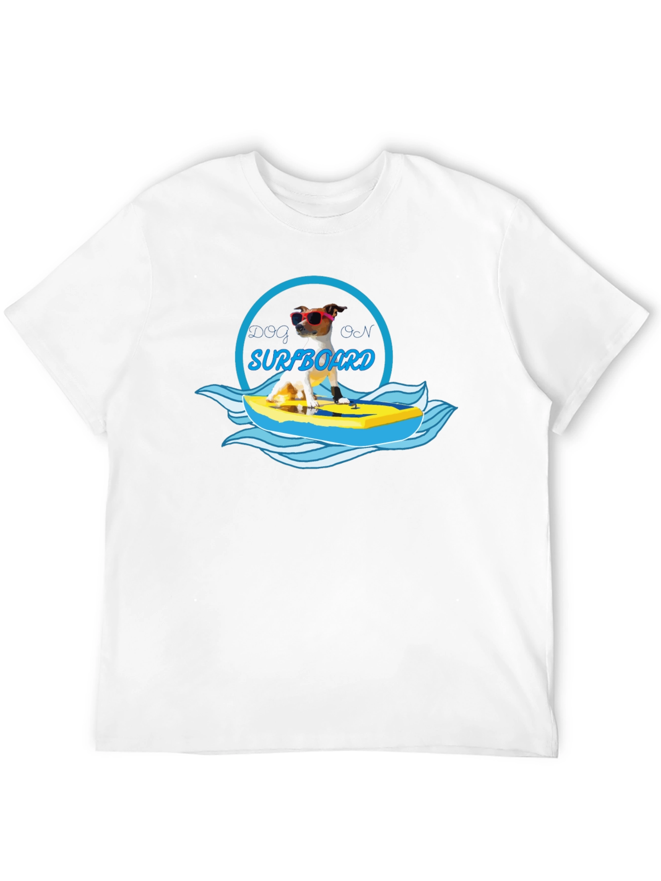 Dog on Surfboard Graphic T-Shirt - Black