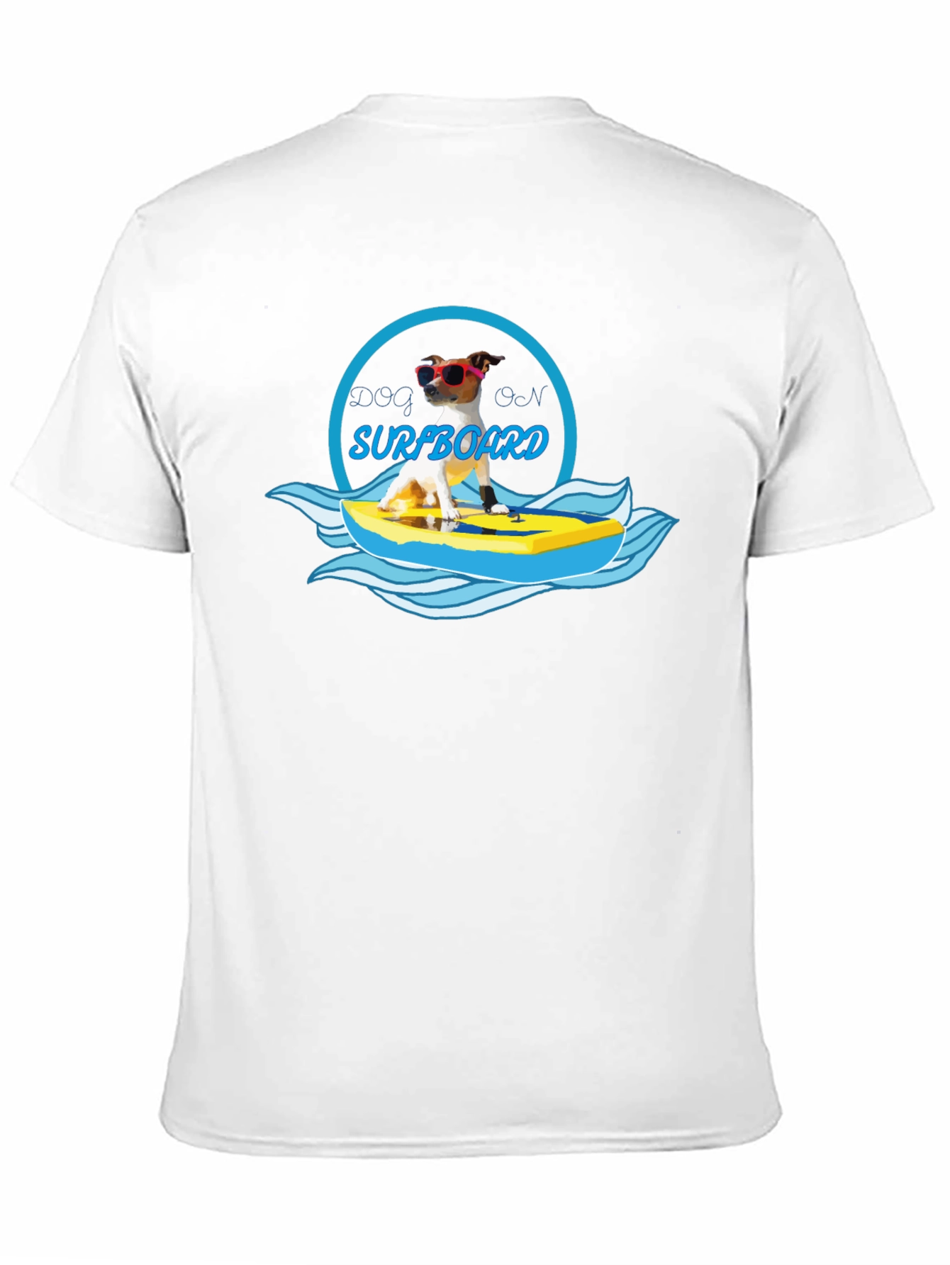 Dog on Surfboard Graphic T-Shirt - Black