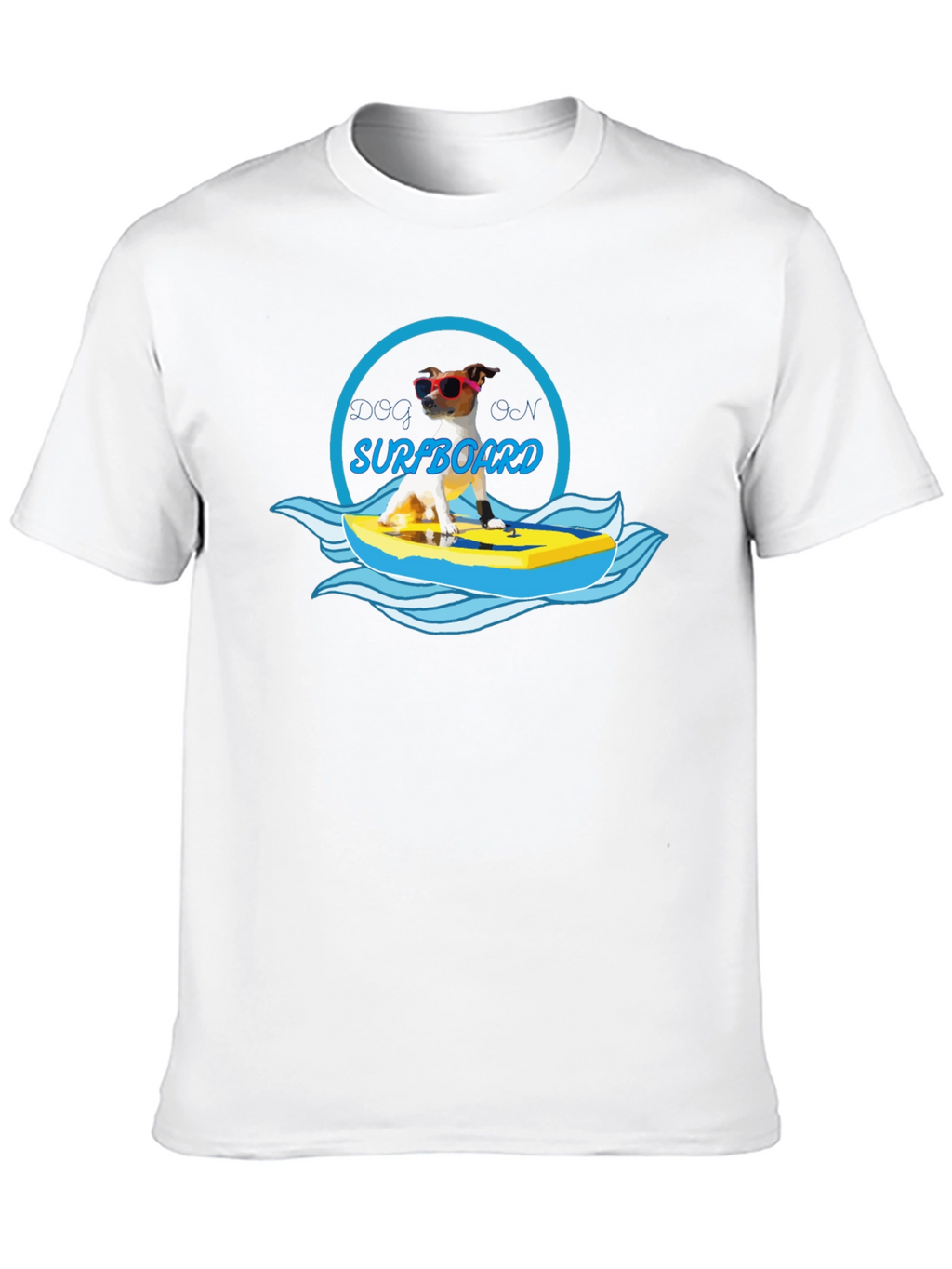 Dog on Surfboard Graphic T-Shirt - Black