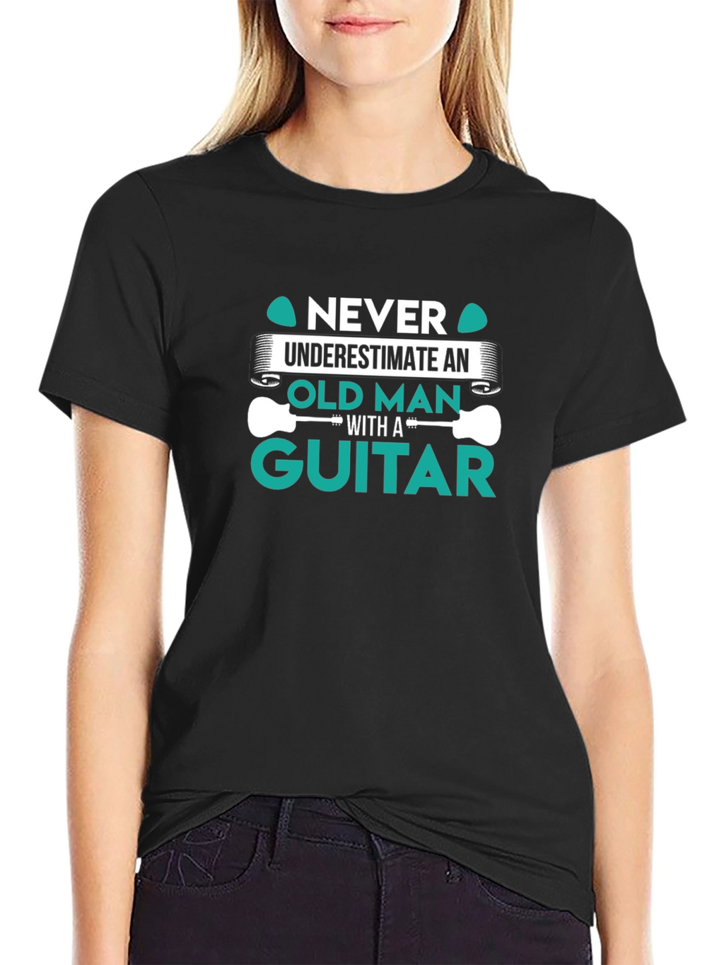 Never Underestimate Old Man Guitar T-Shirt