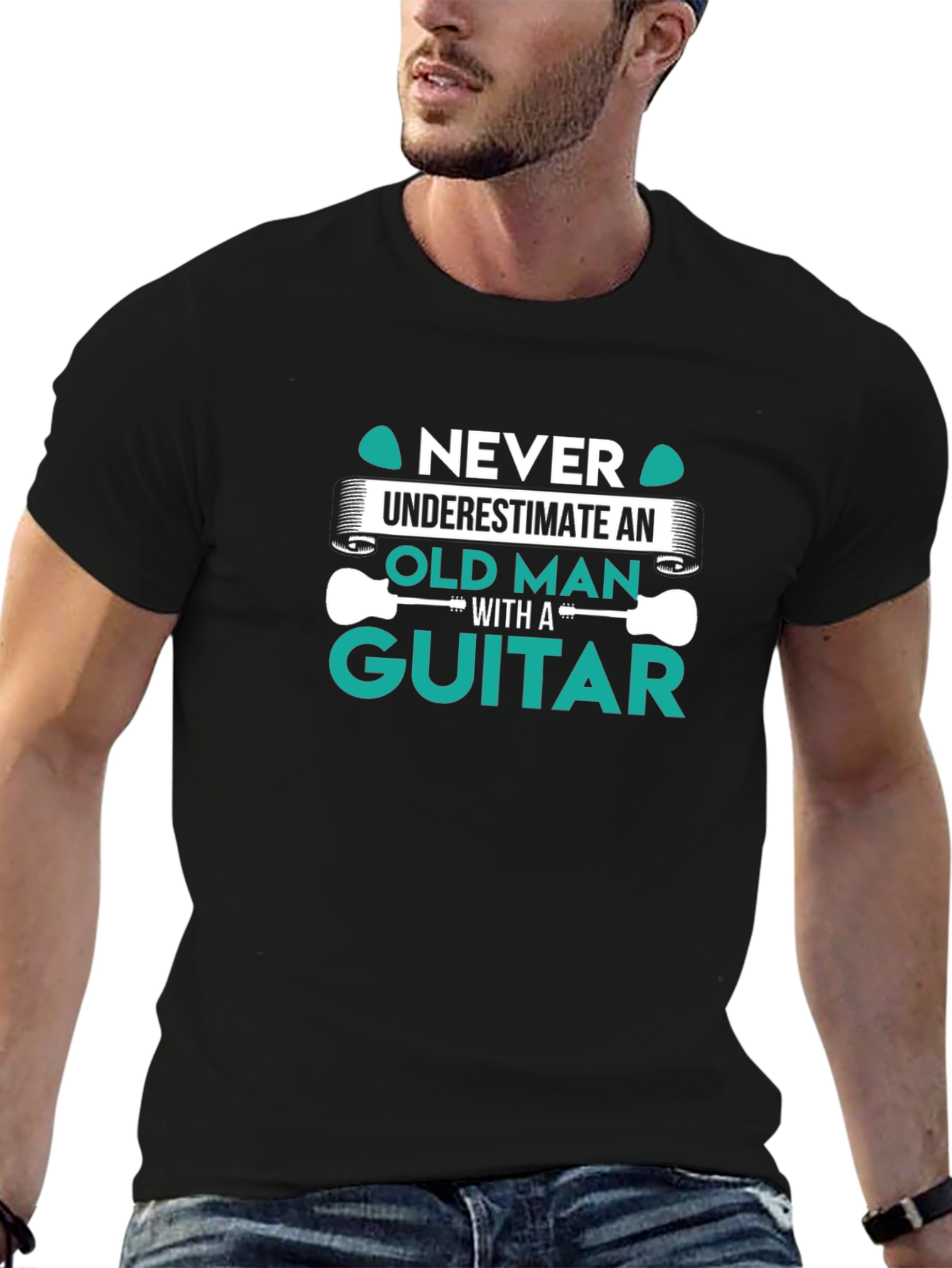 Never Underestimate Old Man Guitar T-Shirt
