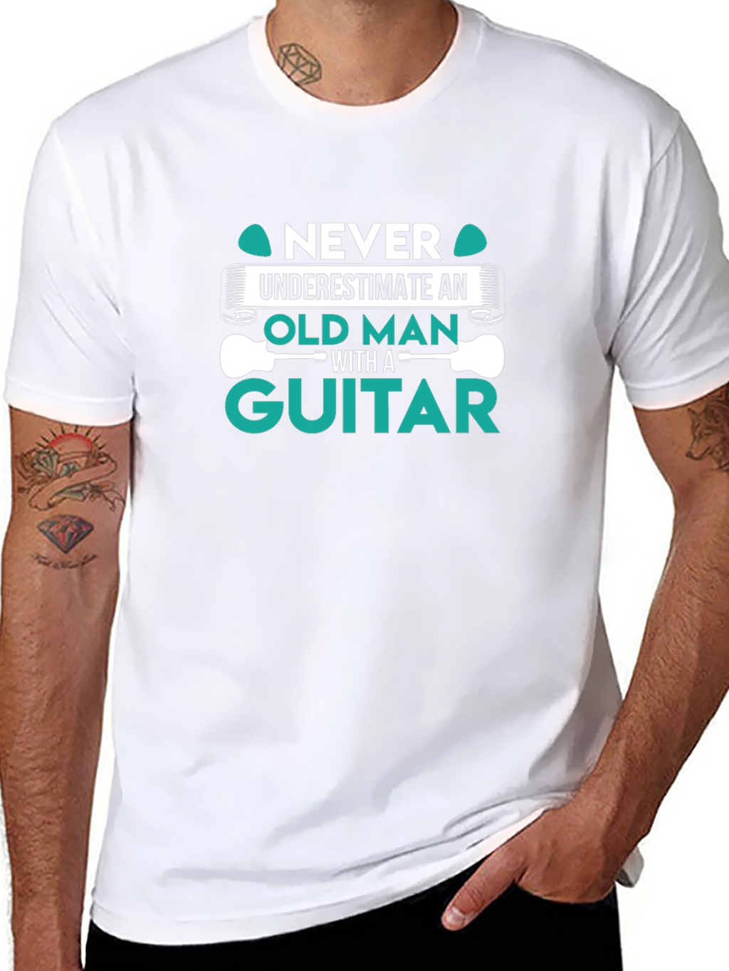Never Underestimate Old Man Guitar T-Shirt
