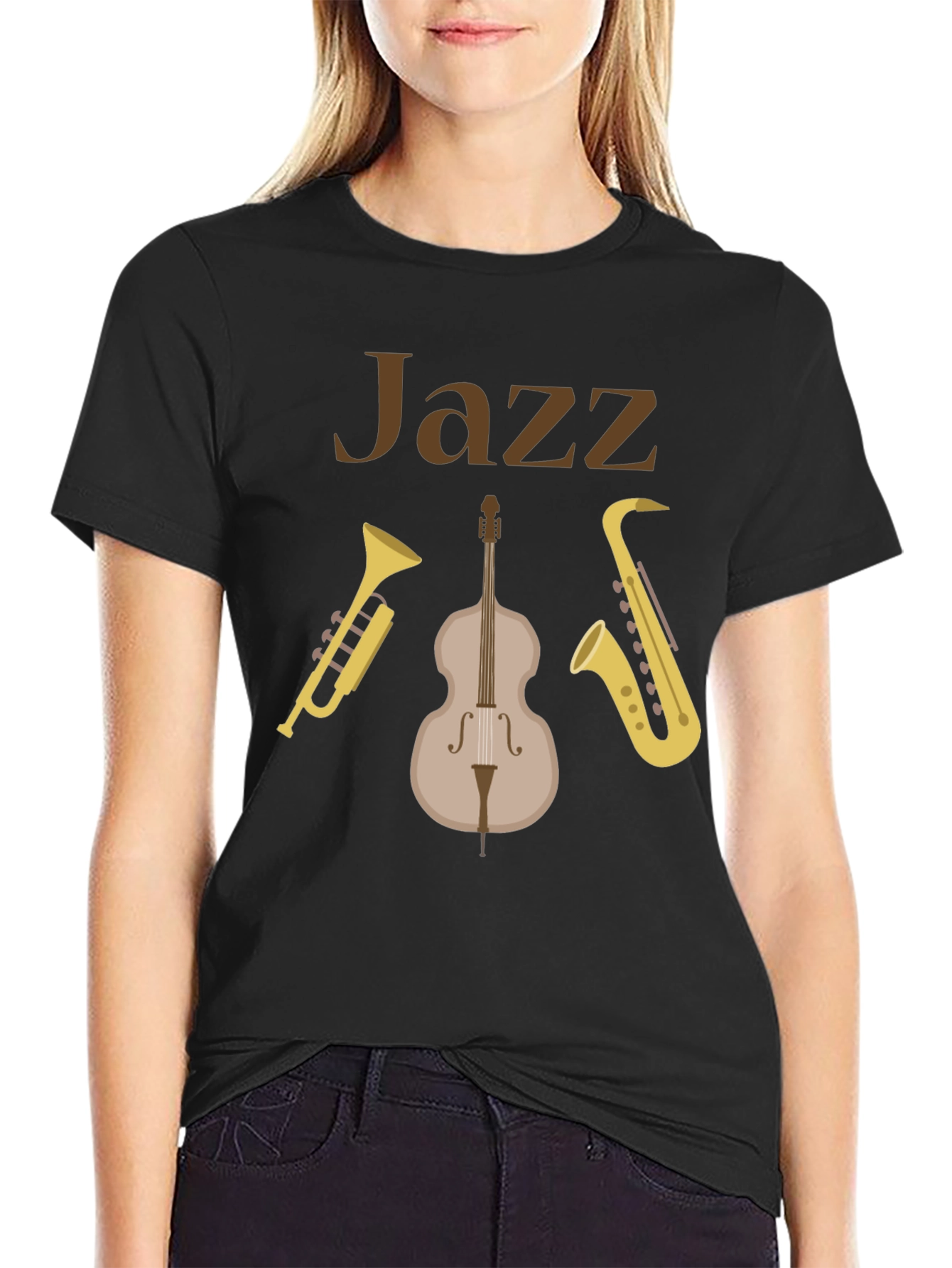 Jazz Music Instrument T-Shirt - Trumpet Bass Saxophone
