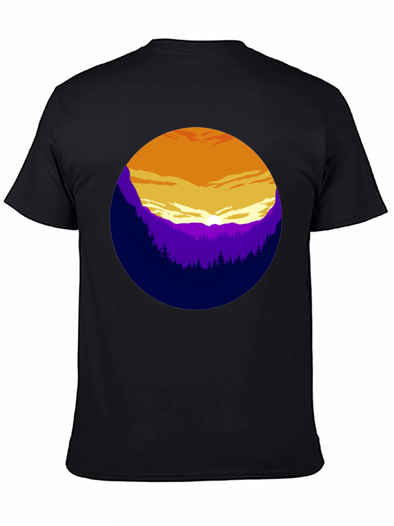 Sunset Mountain Graphic Tee - Stylish Black T-Shirt