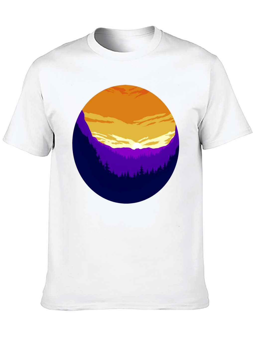 Sunset Mountain Graphic Tee - Stylish Black T-Shirt