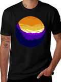 Sunset Mountain Graphic Tee - Stylish Black T-Shirt
