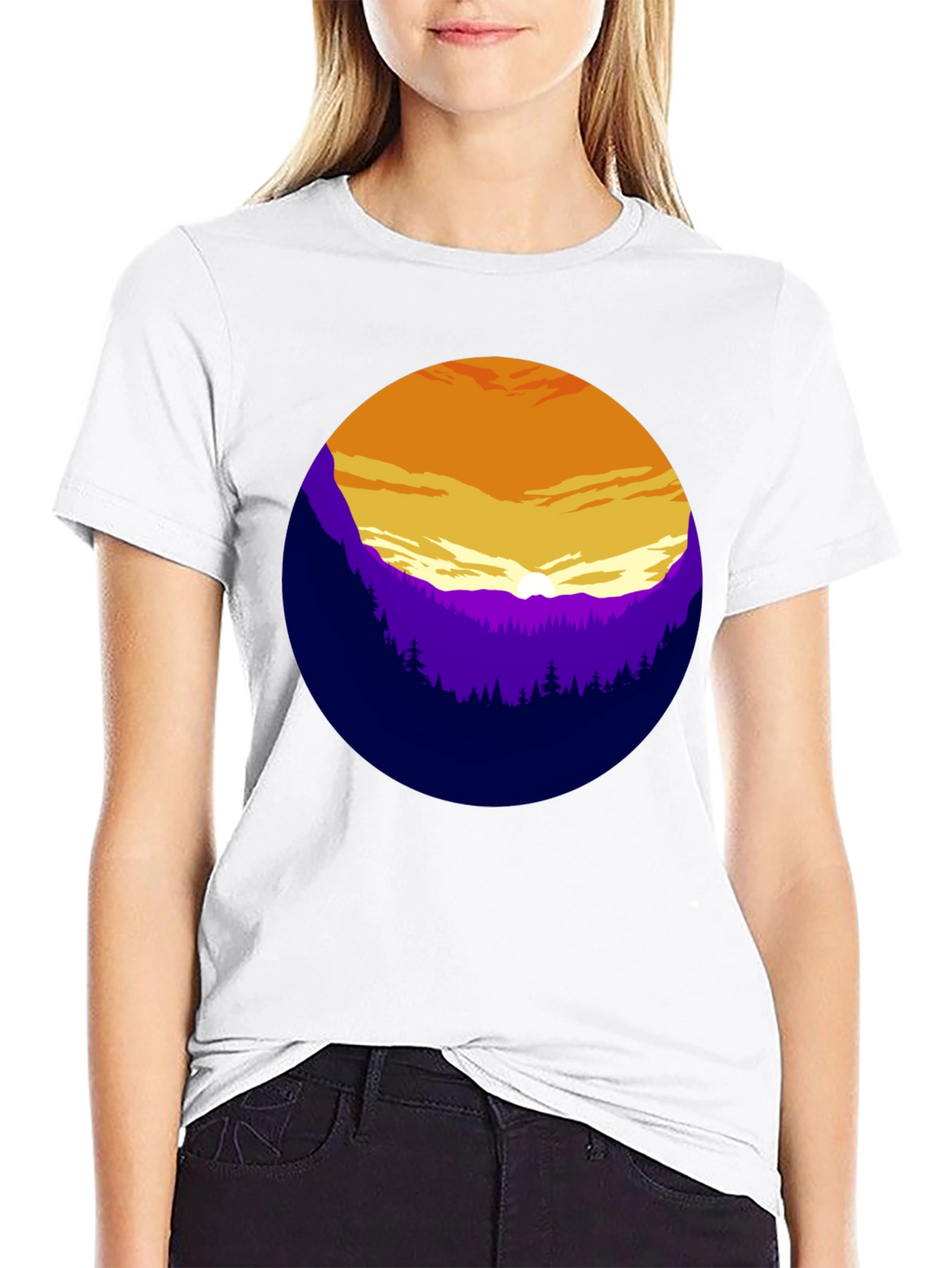 Sunset Mountain Graphic Tee - Stylish Black T-Shirt