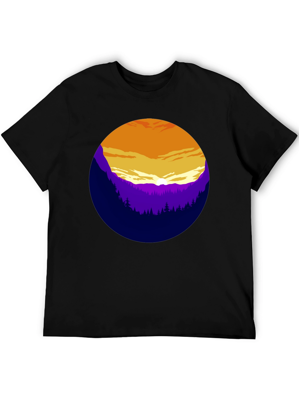 Sunset Mountain Graphic Tee - Stylish Black T-Shirt