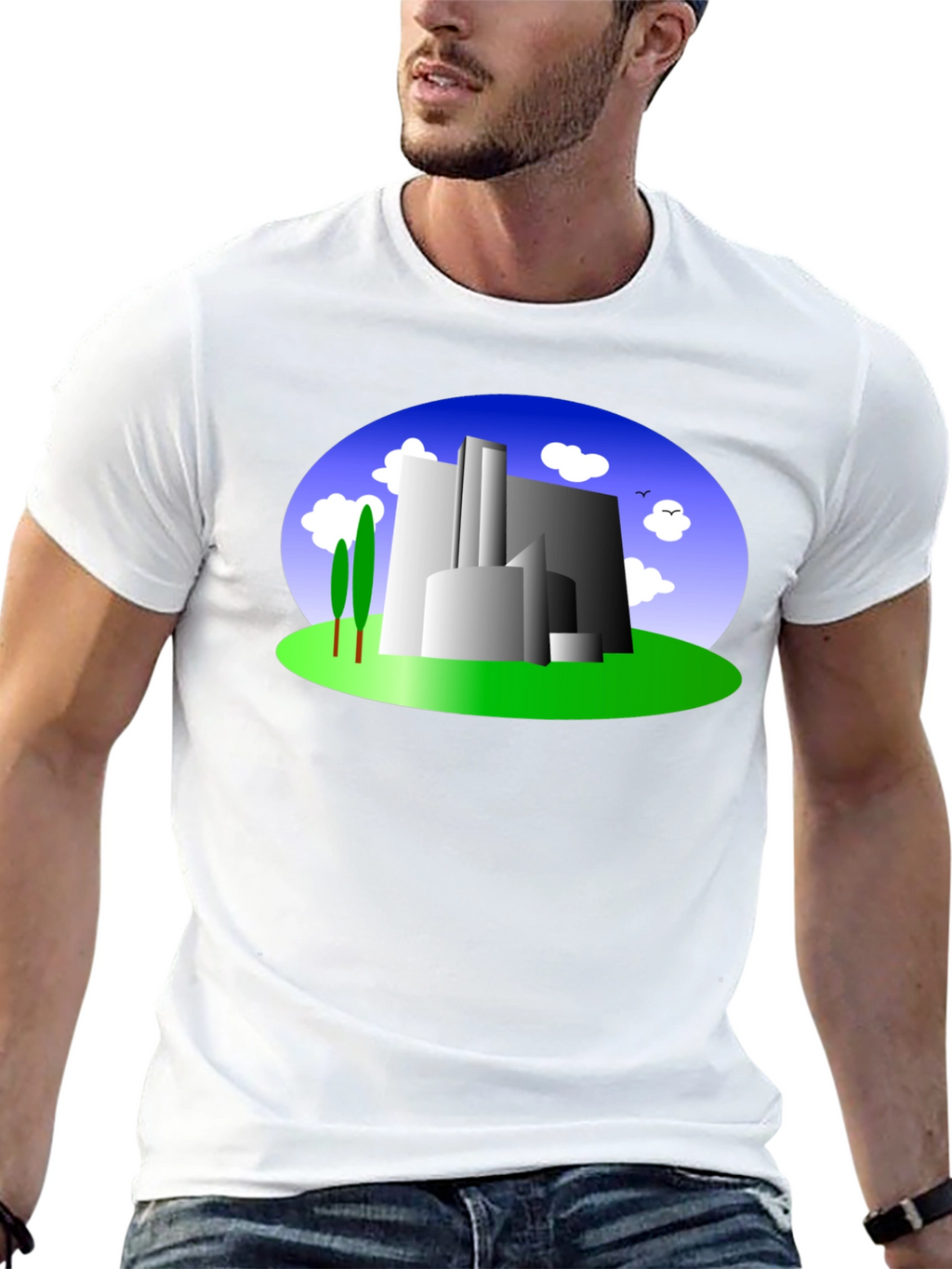 Abstract Building Graphic Tee - Modern Cityscape Shirt