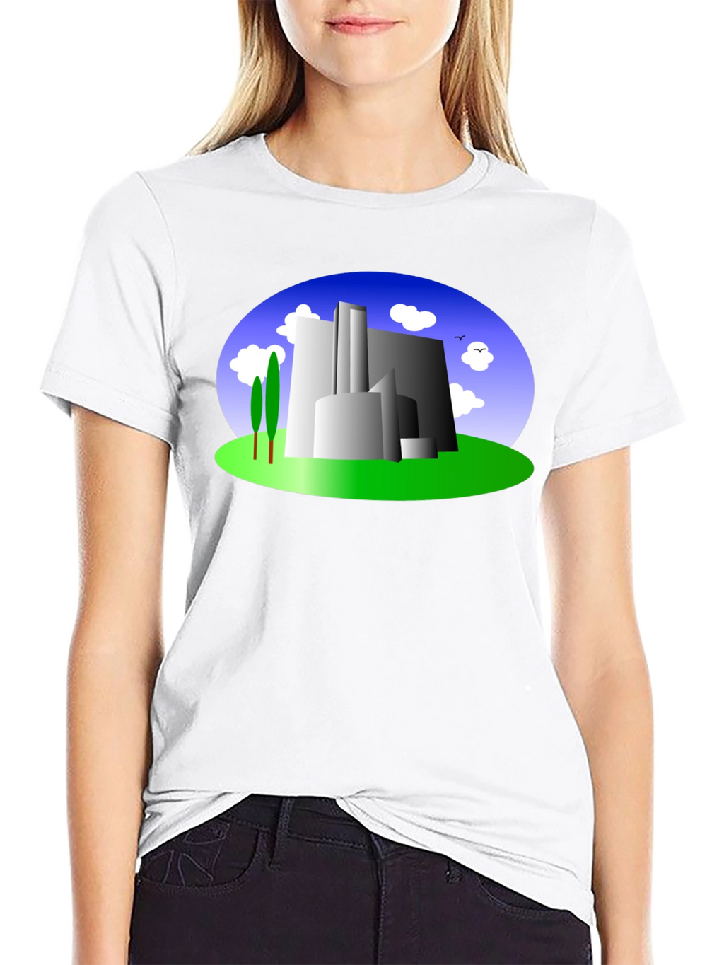 Abstract Building Graphic Tee - Modern Cityscape Shirt