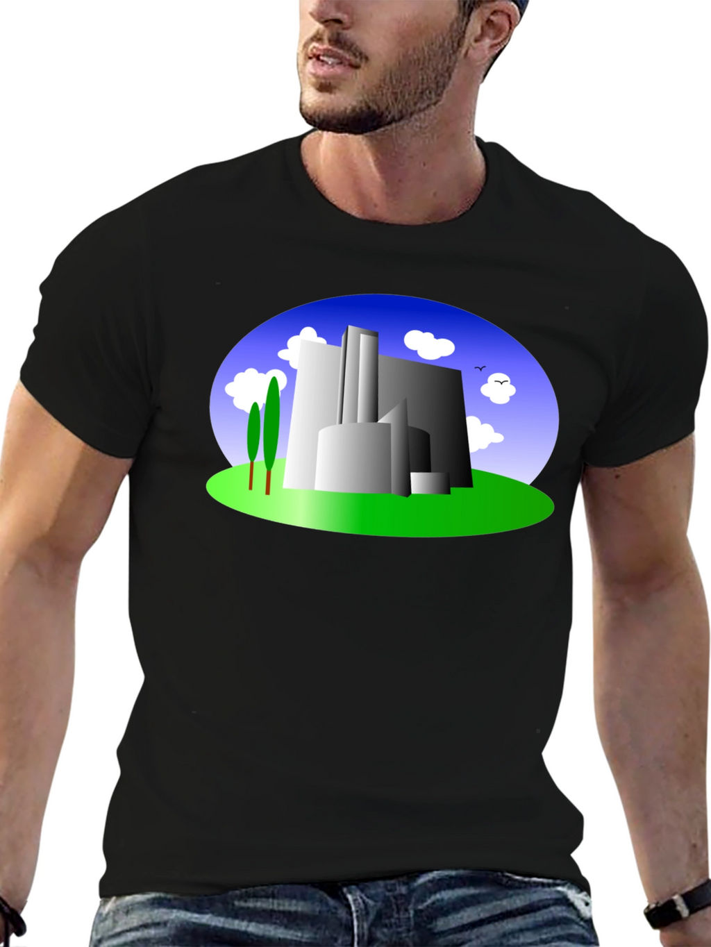 Abstract Building Graphic Tee - Modern Cityscape Shirt