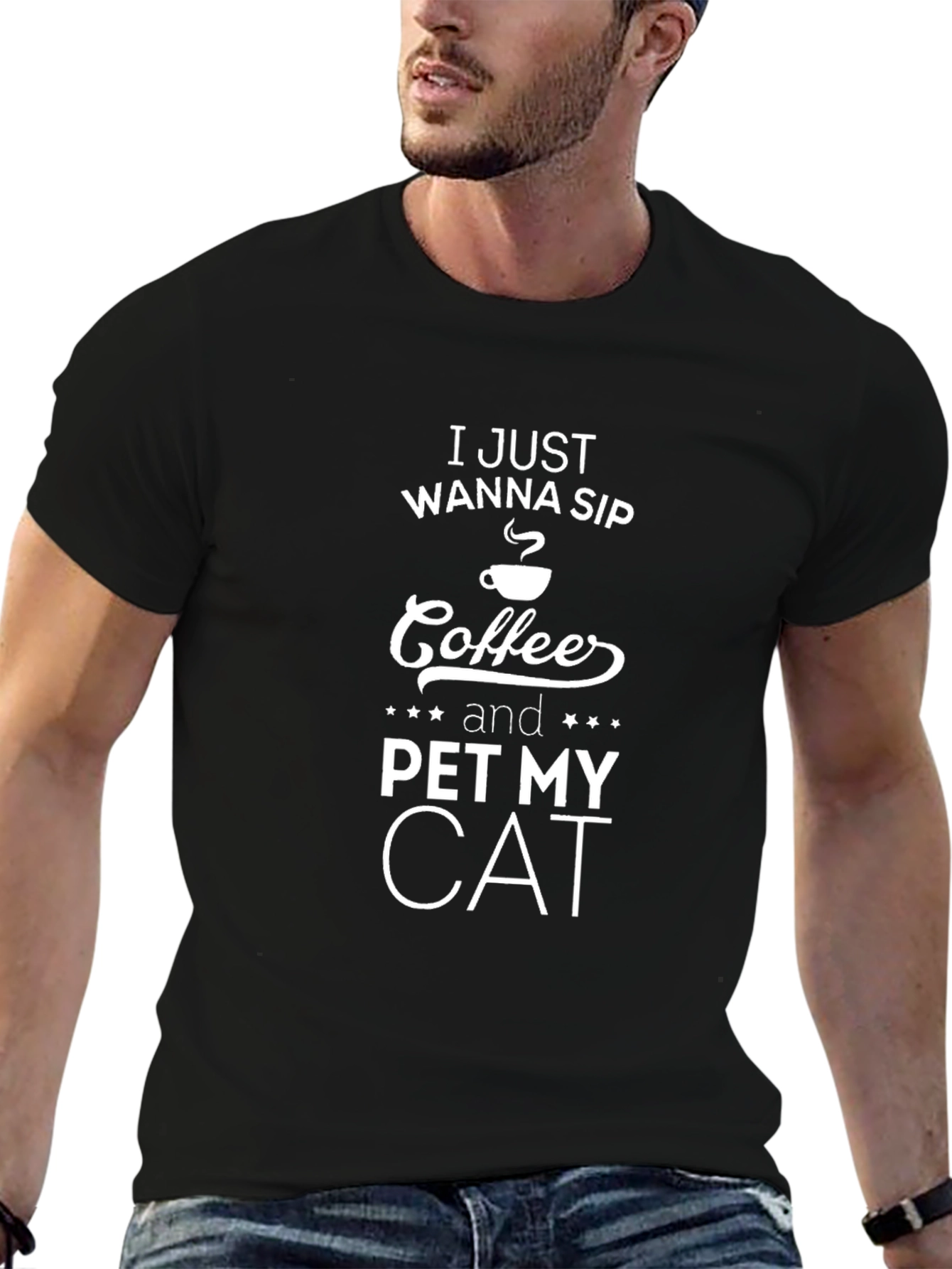 Coffee and Cat Lover T-Shirt - I Just Wanna Sip Tee