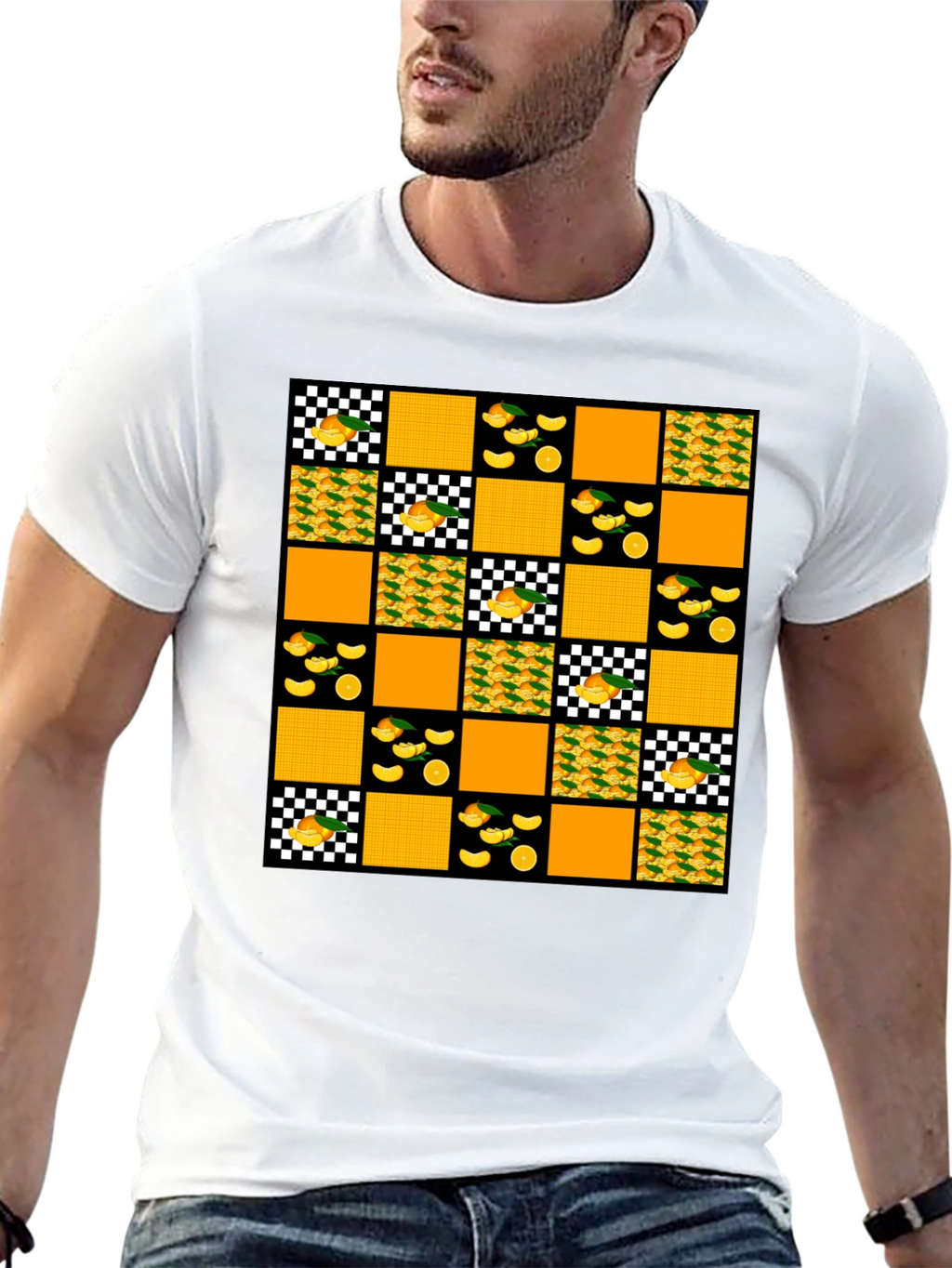 Funky Orange Patchwork Tee