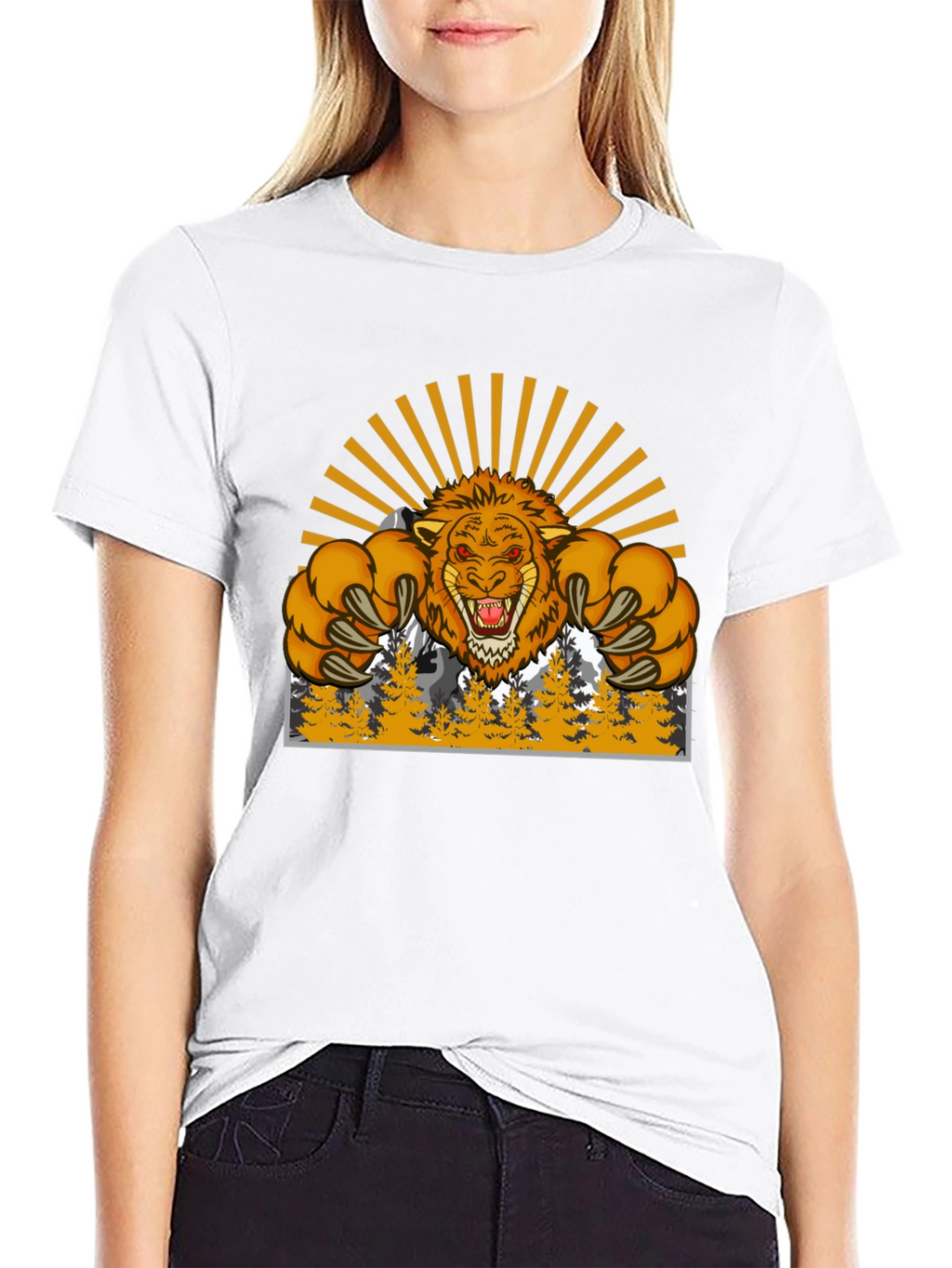 Lion Mountain Graphic T-Shirt - Fierce Style