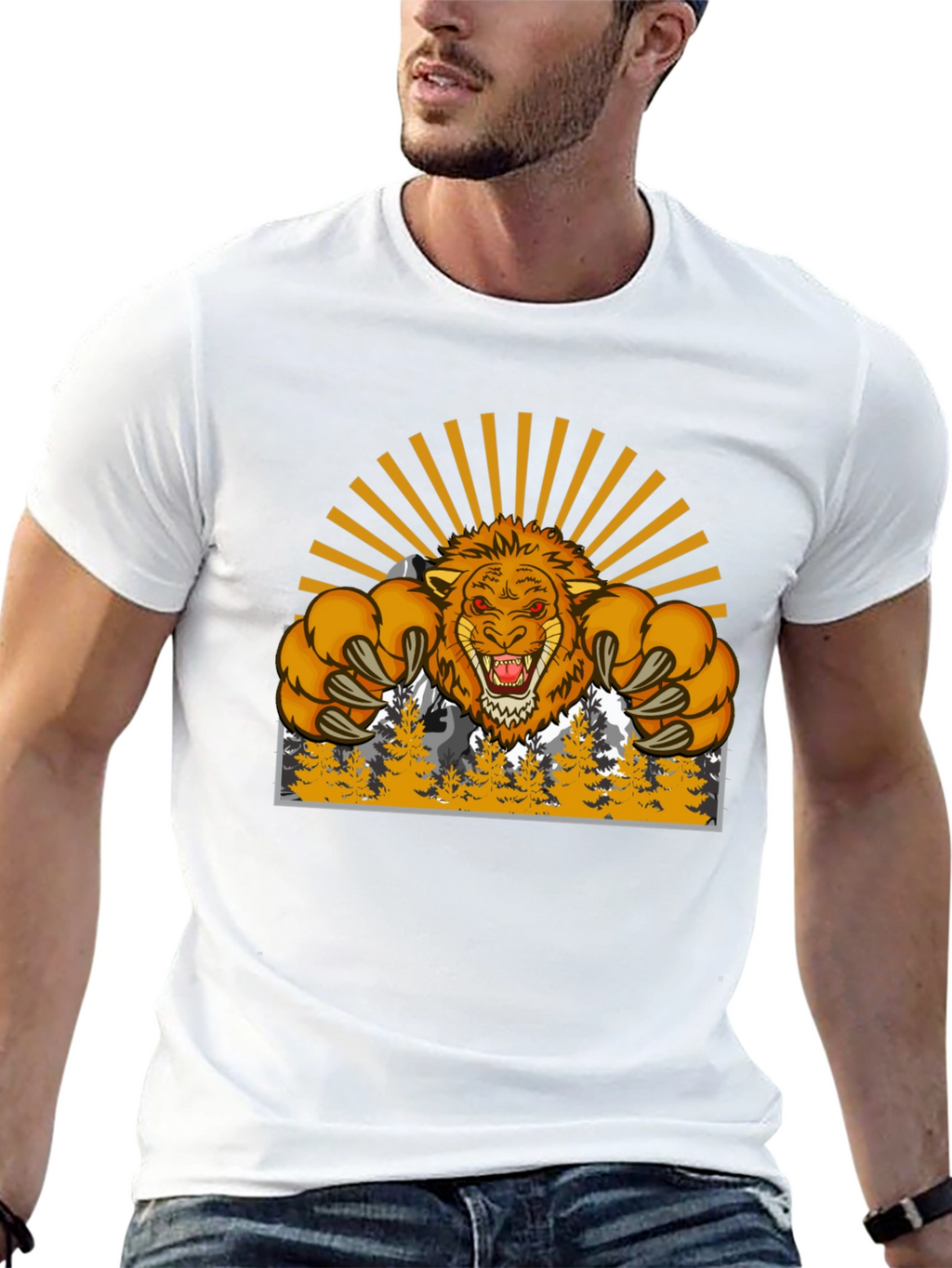 Lion Mountain Graphic T-Shirt - Fierce Style