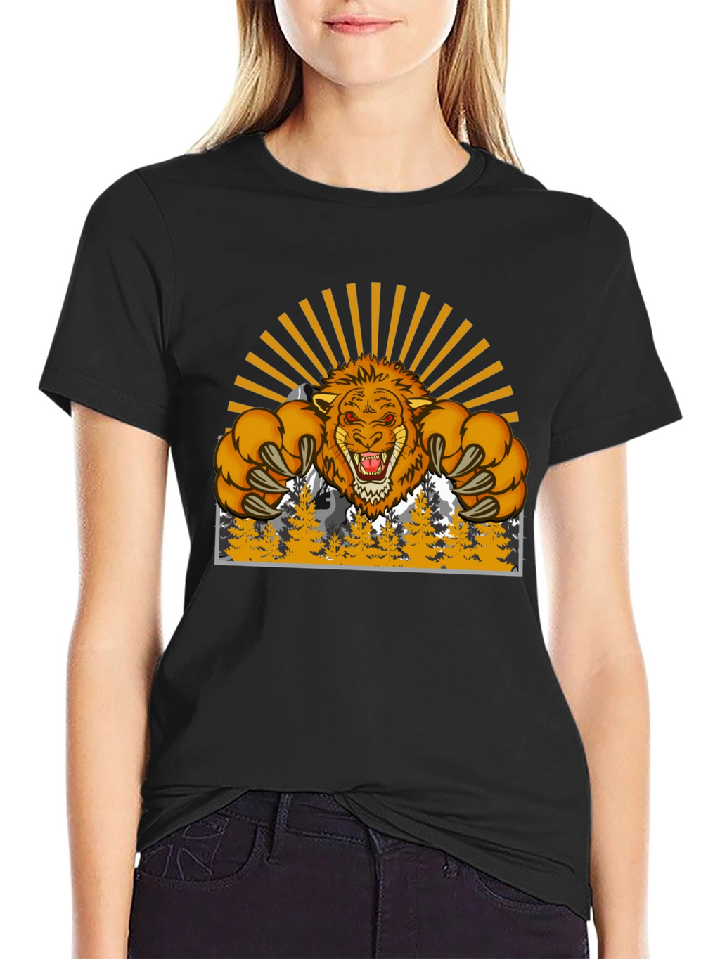 Lion Mountain Graphic T-Shirt - Fierce Style