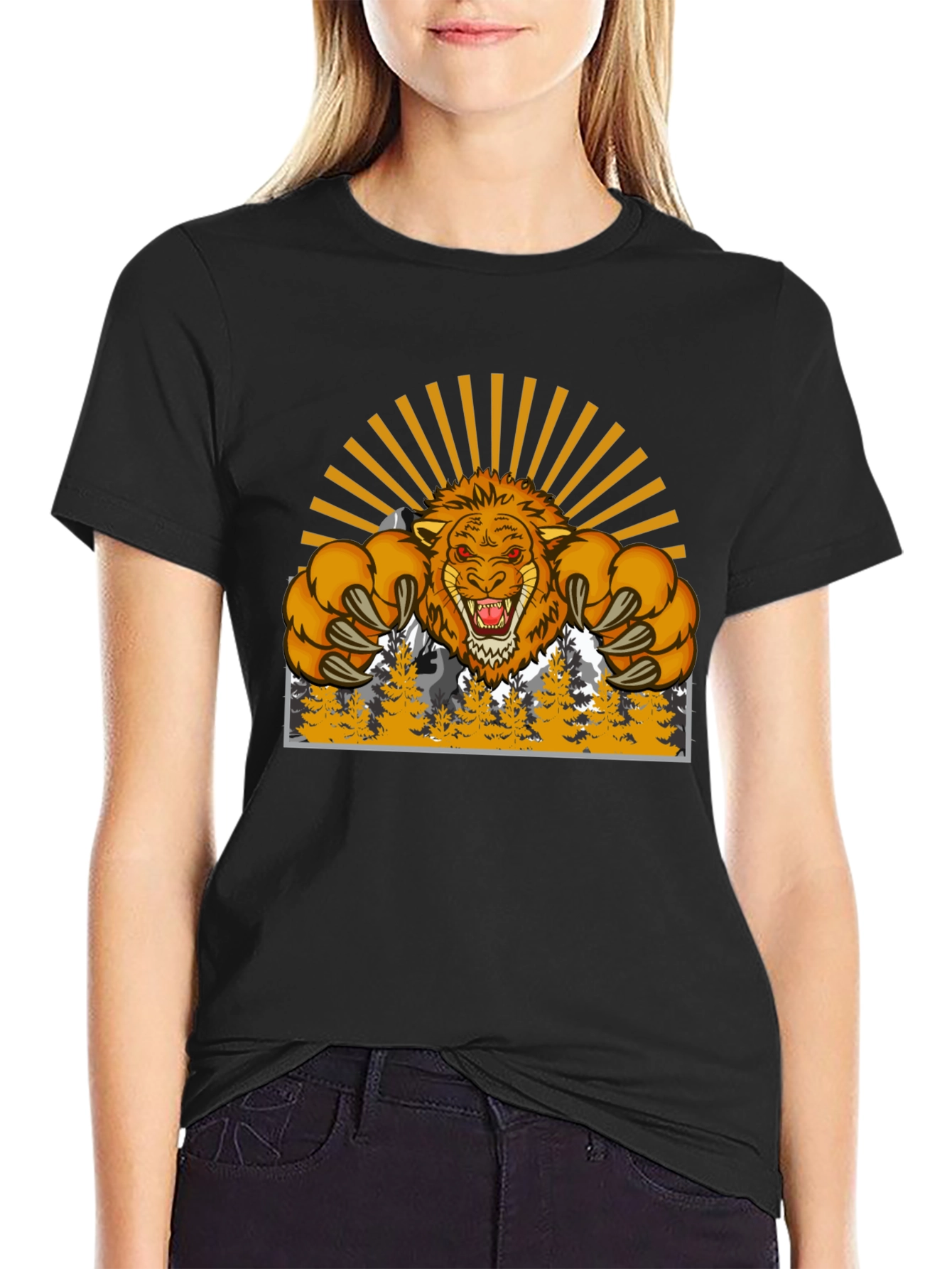 Lion Mountain Graphic T-Shirt - Fierce Style