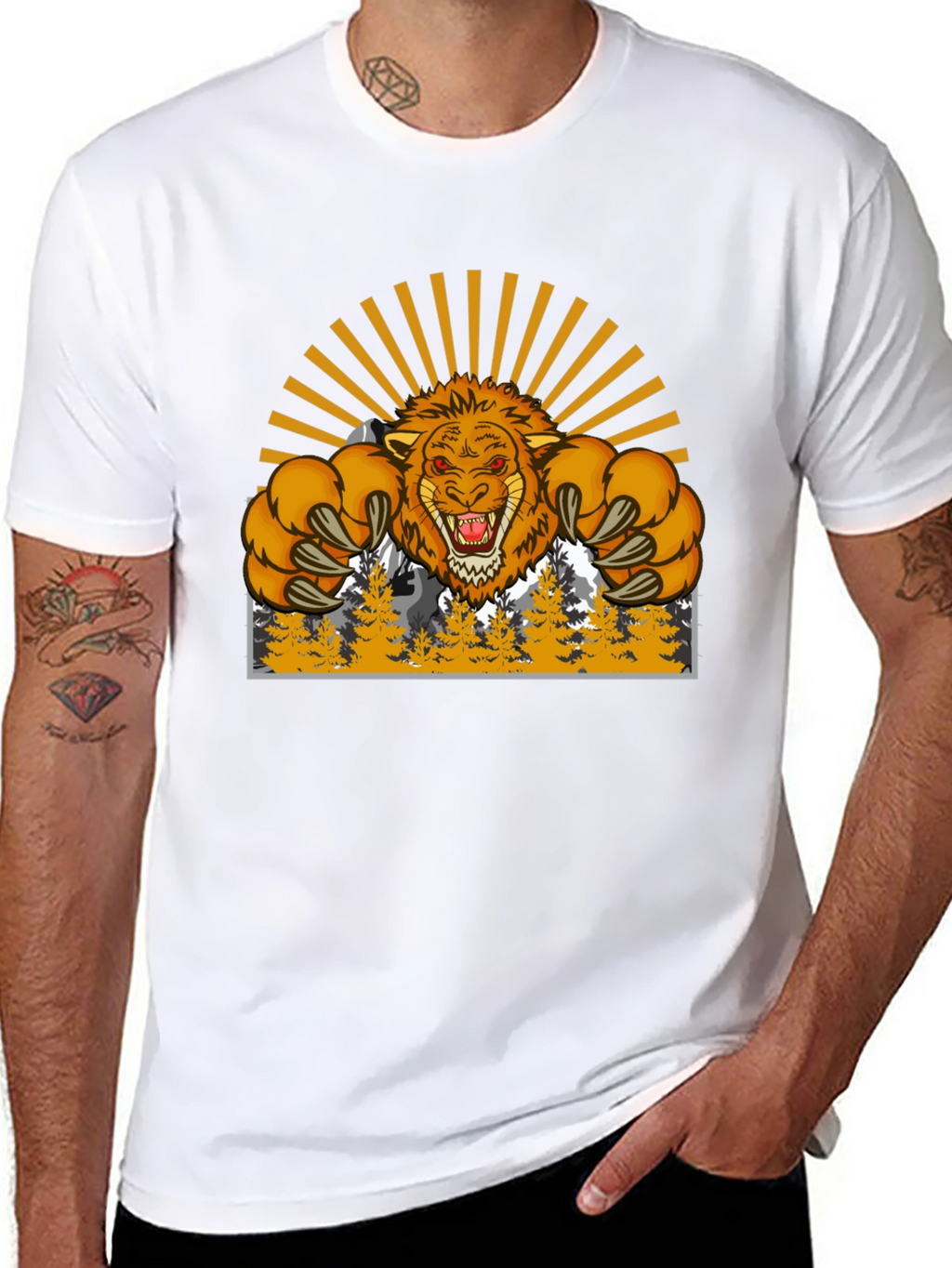 Lion Mountain Graphic T-Shirt - Fierce Style