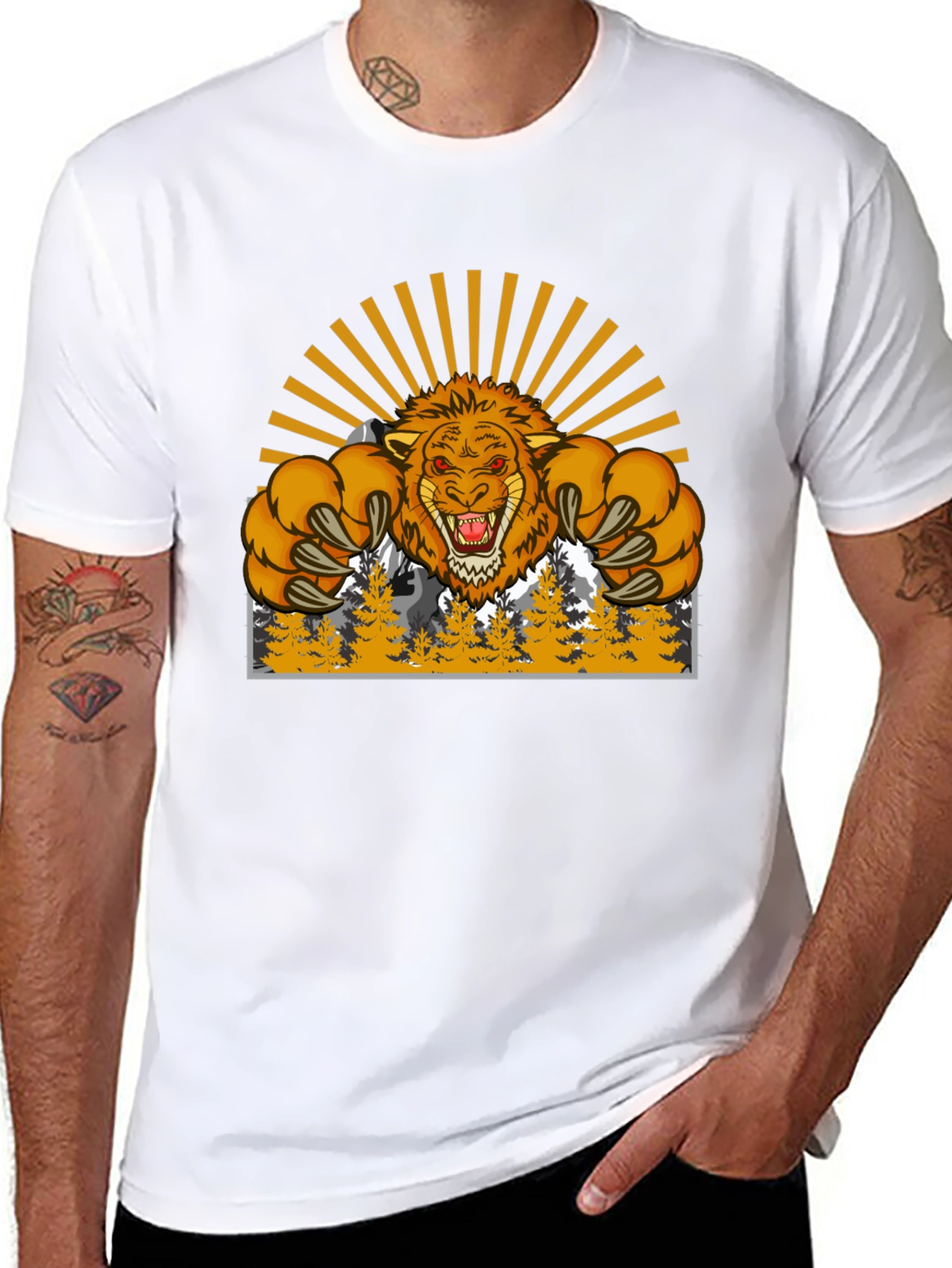 Lion Mountain Graphic T-Shirt - Fierce Style