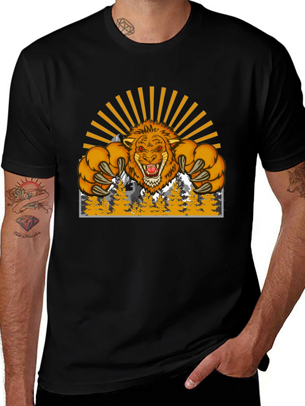 Lion Mountain Graphic T-Shirt - Fierce Style