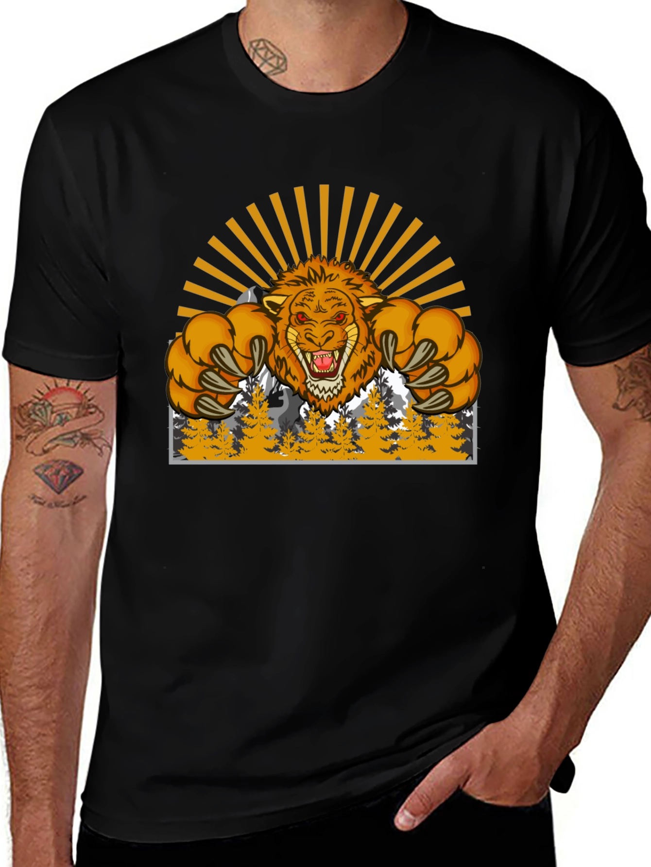 Lion Mountain Graphic T-Shirt - Fierce Style