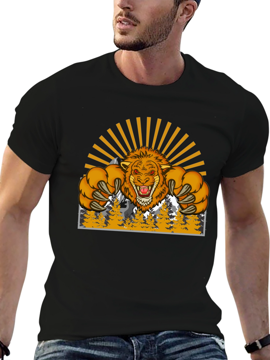 Lion Mountain Graphic T-Shirt - Fierce Style
