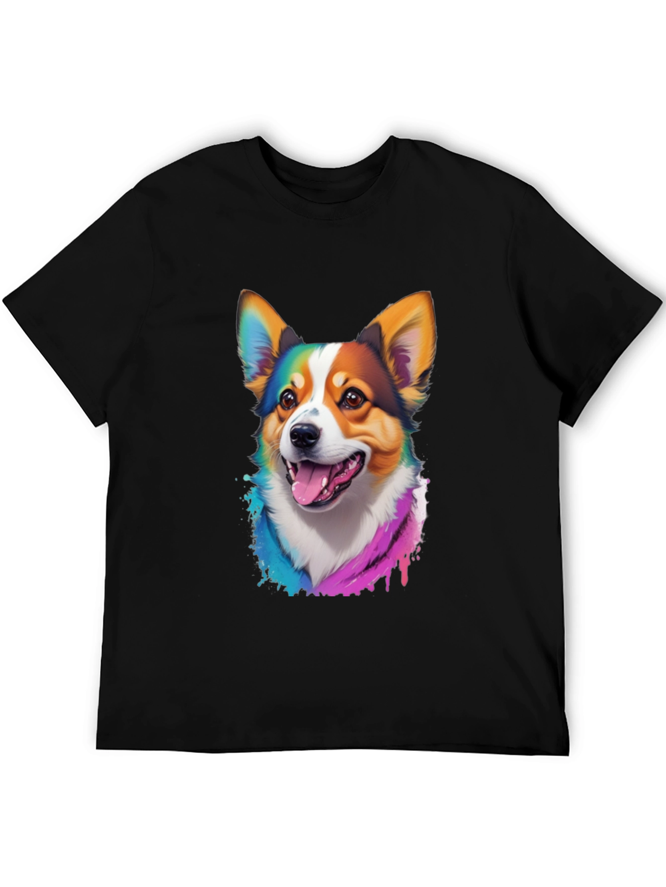 Rainbow Corgi T-Shirt - Artistic Dog Lover Tee