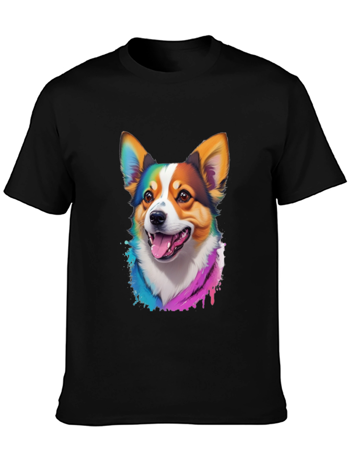 Rainbow Corgi T-Shirt - Artistic Dog Lover Tee