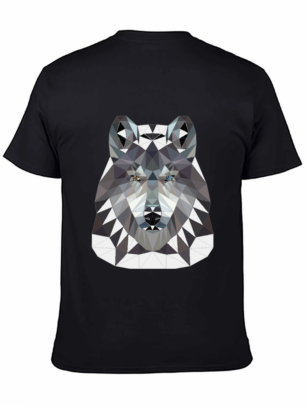 Geometric Wolf Graphic Tee - Black