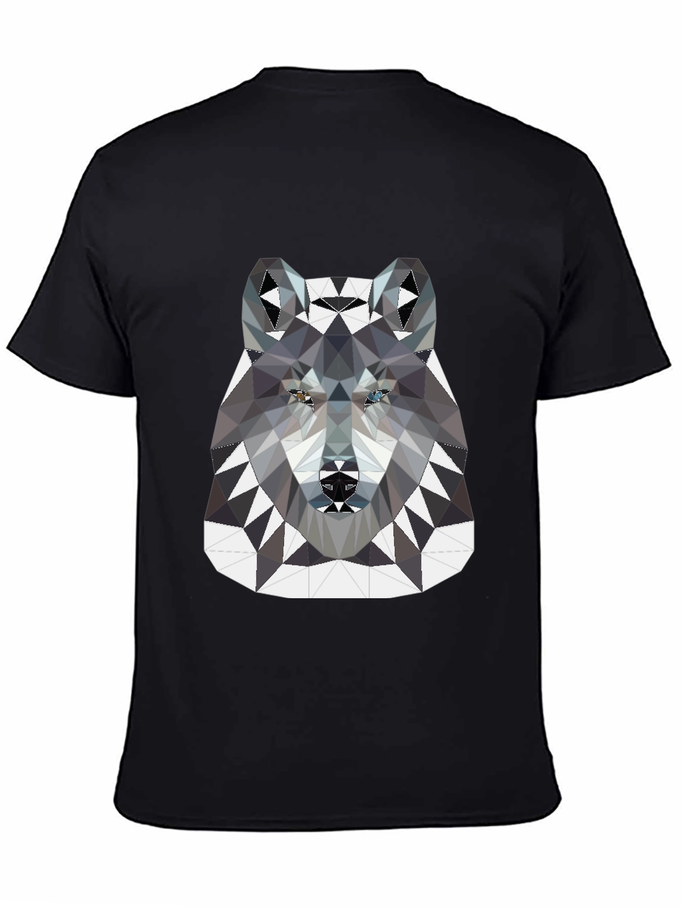 Geometric Wolf Graphic Tee - Black