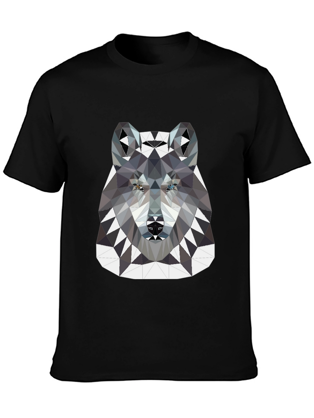 Geometric Wolf Graphic Tee - Black
