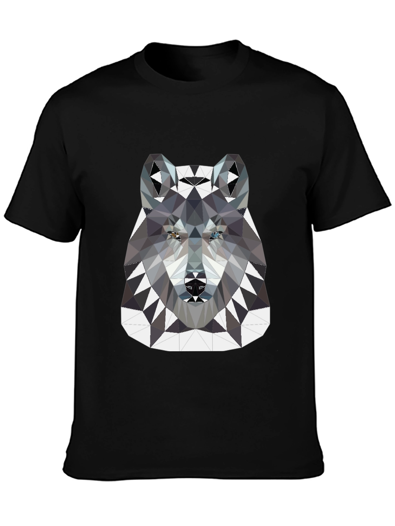 Geometric Wolf Graphic Tee - Black