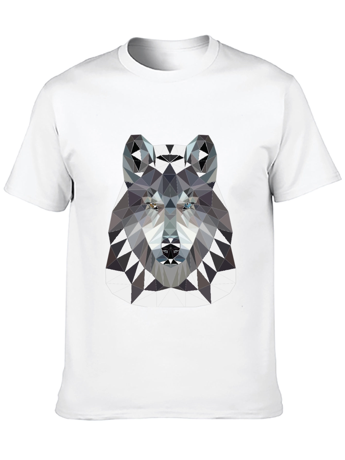 Geometric Wolf Graphic Tee - Black