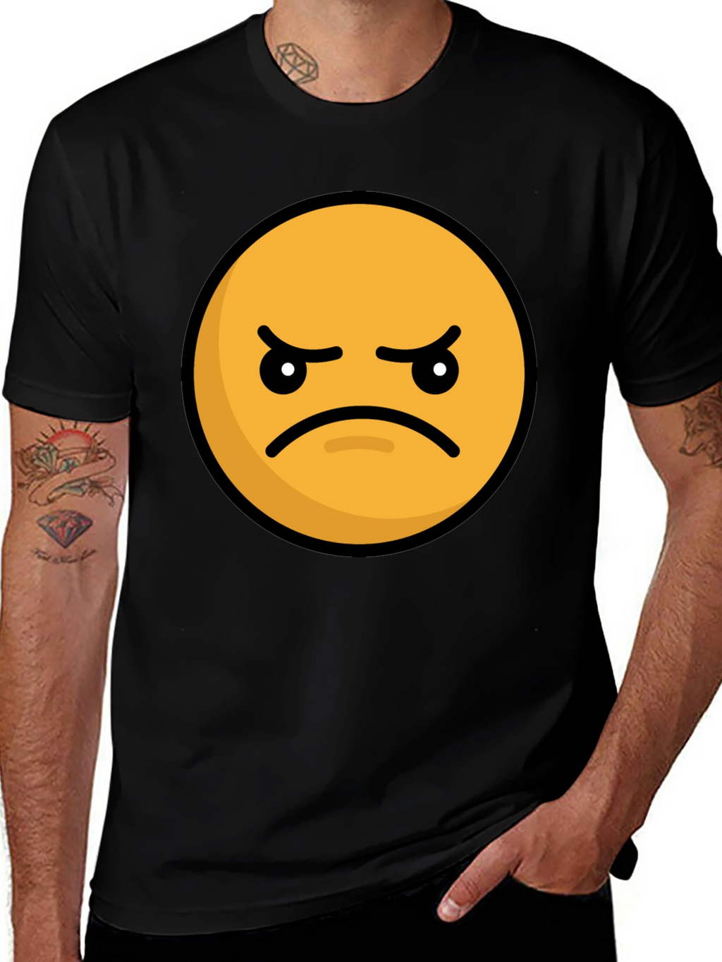 Angry Emoji Graphic Tee - Black