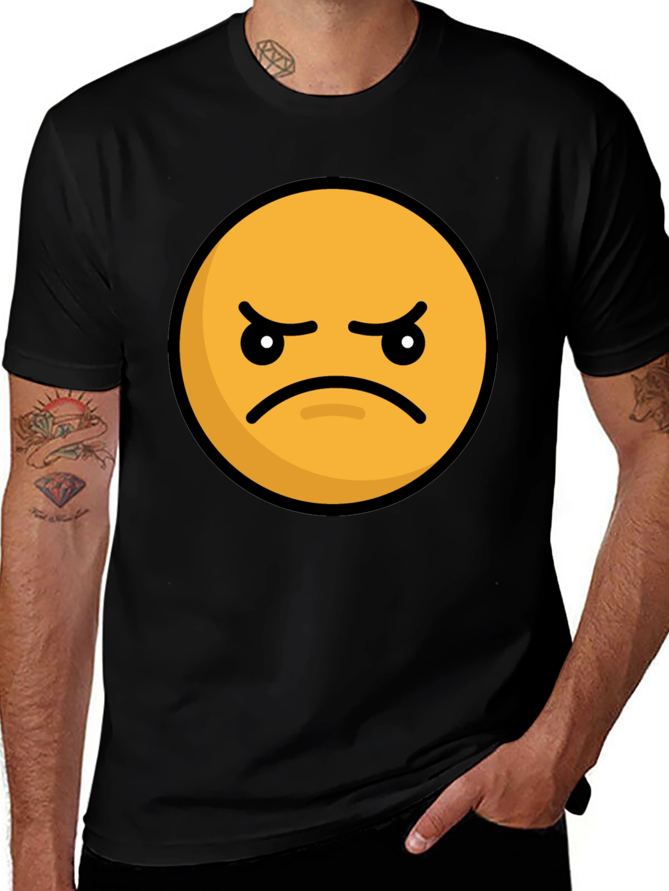 Angry Emoji Graphic Tee - Black