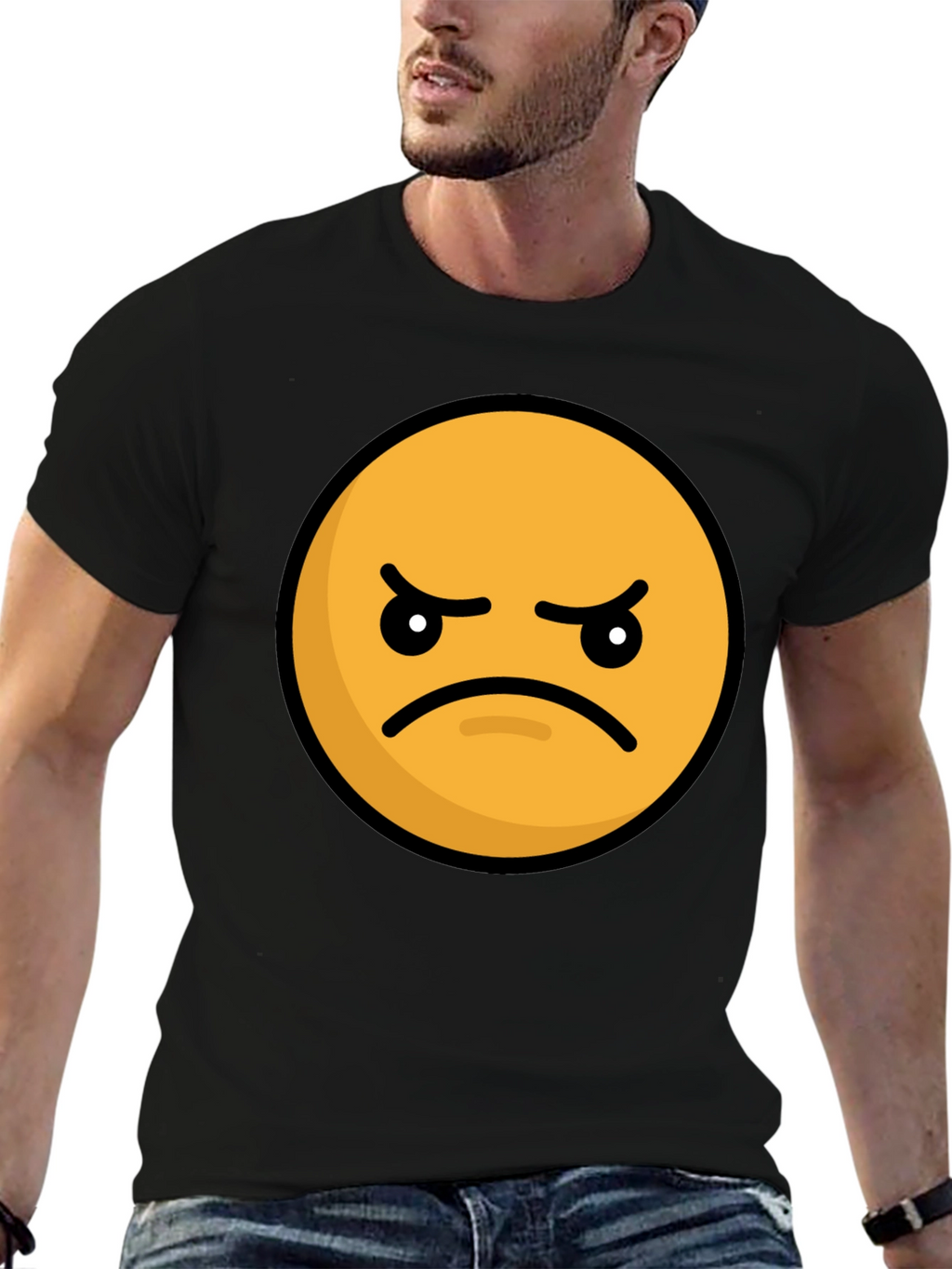 Angry Emoji Graphic Tee - Black