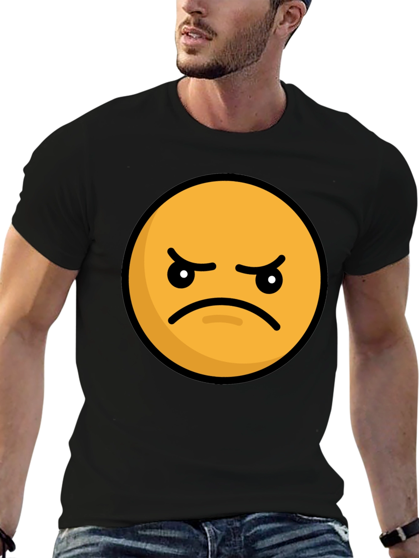 Angry Emoji Graphic Tee - Black