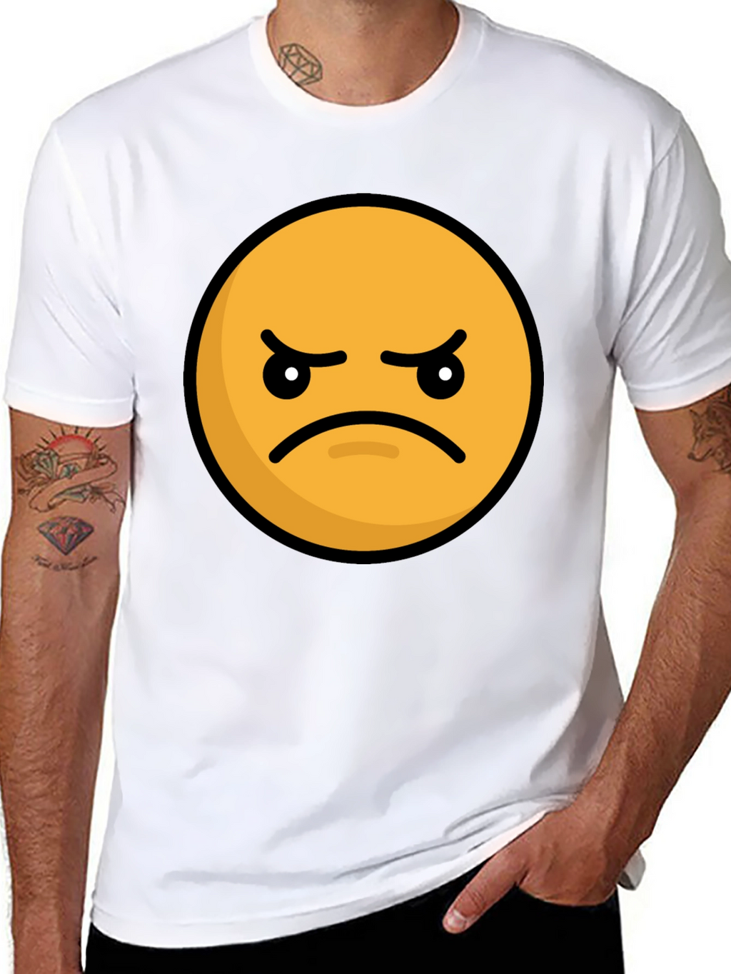 Angry Emoji Graphic Tee - Black