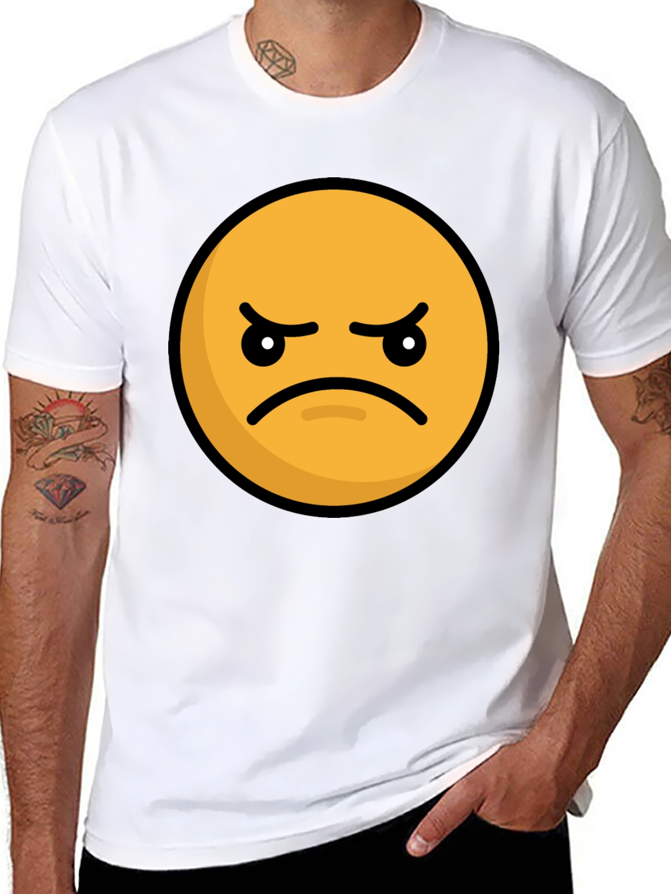 Angry Emoji Graphic Tee - Black